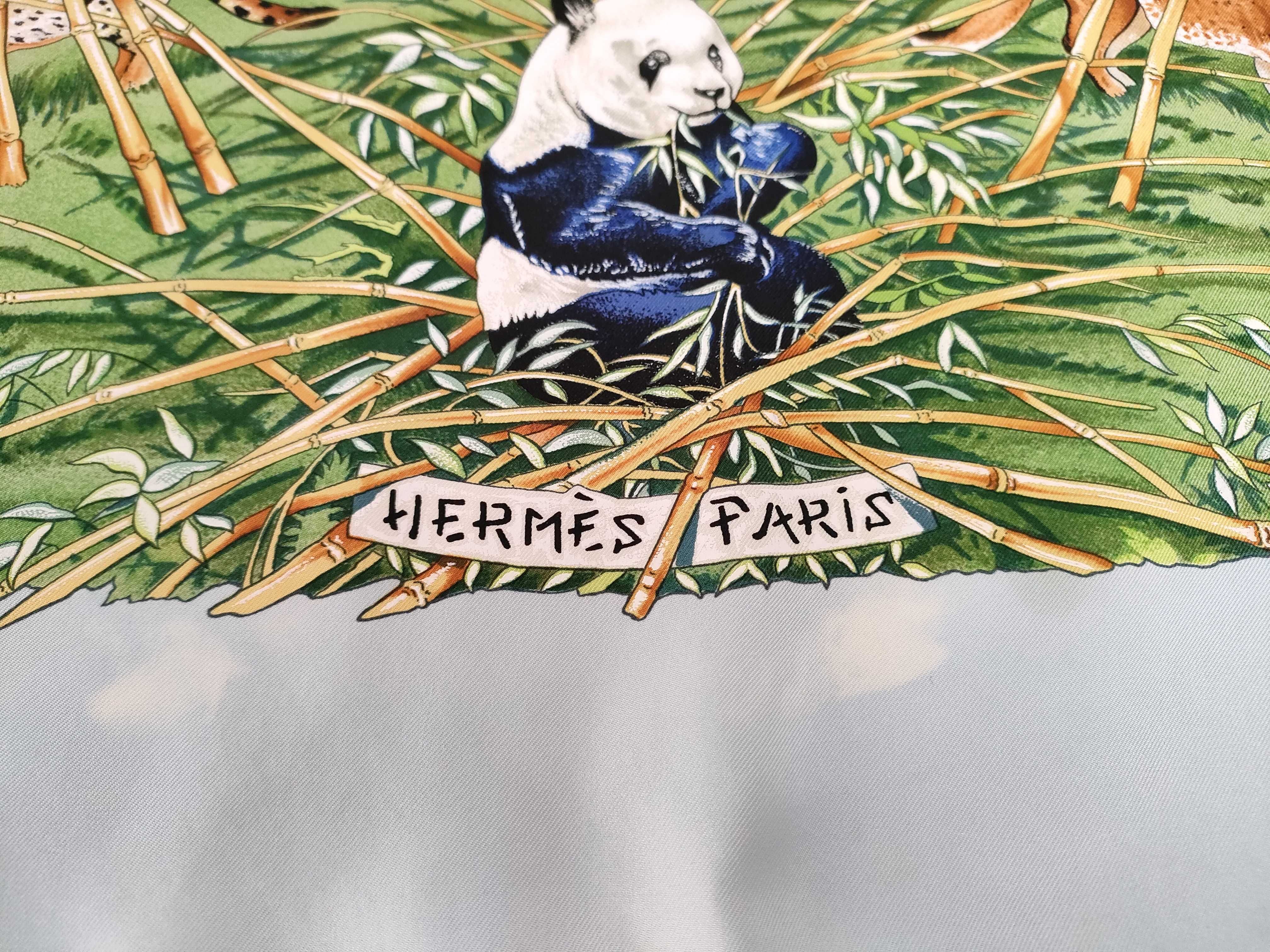 Vintage Hermes Sichuan Light Blue Silk Carre 90