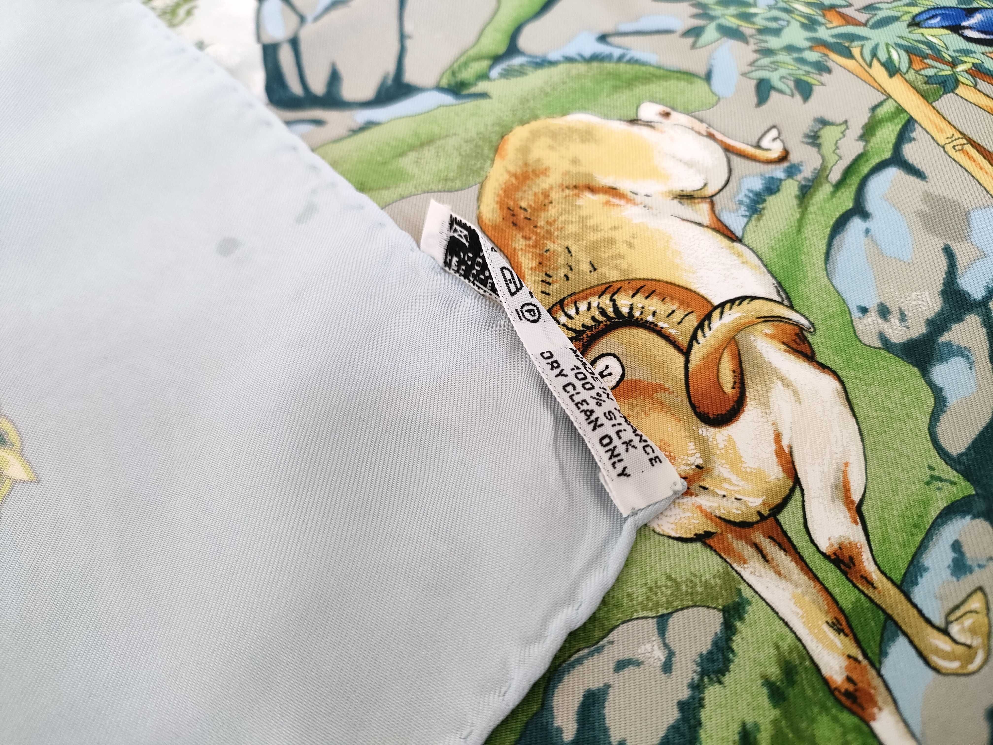 Vintage Hermes Sichuan Light Blue Silk Carre 90