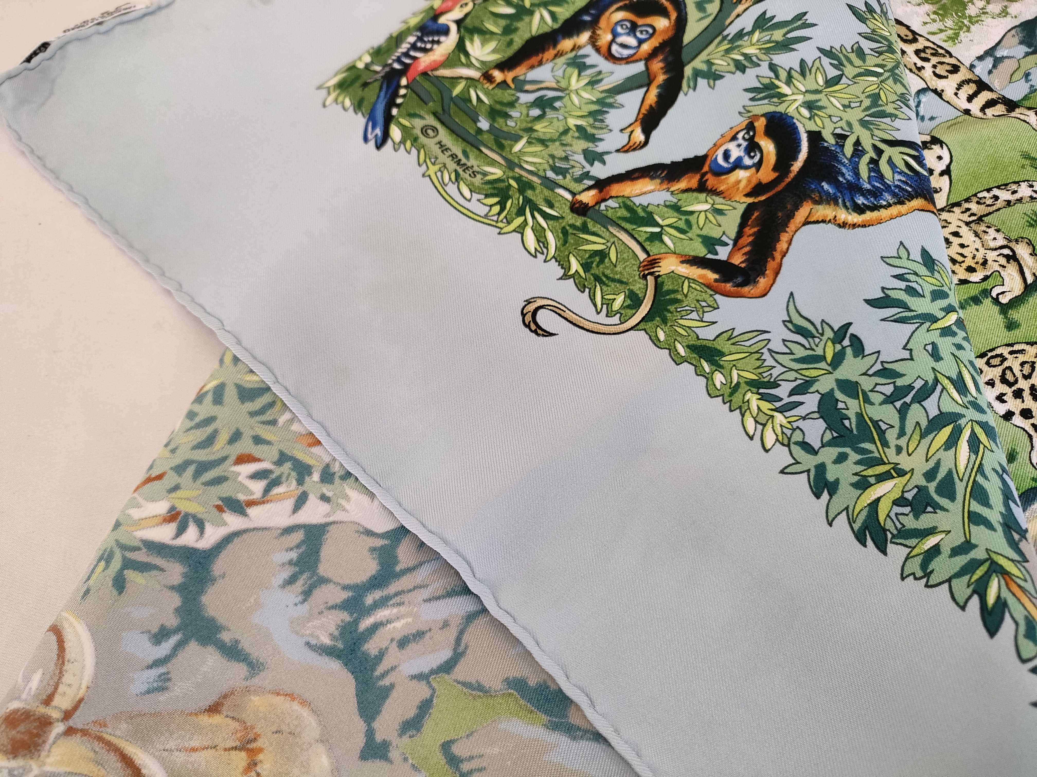 Vintage Hermes Sichuan Light Blue Silk Carre 90