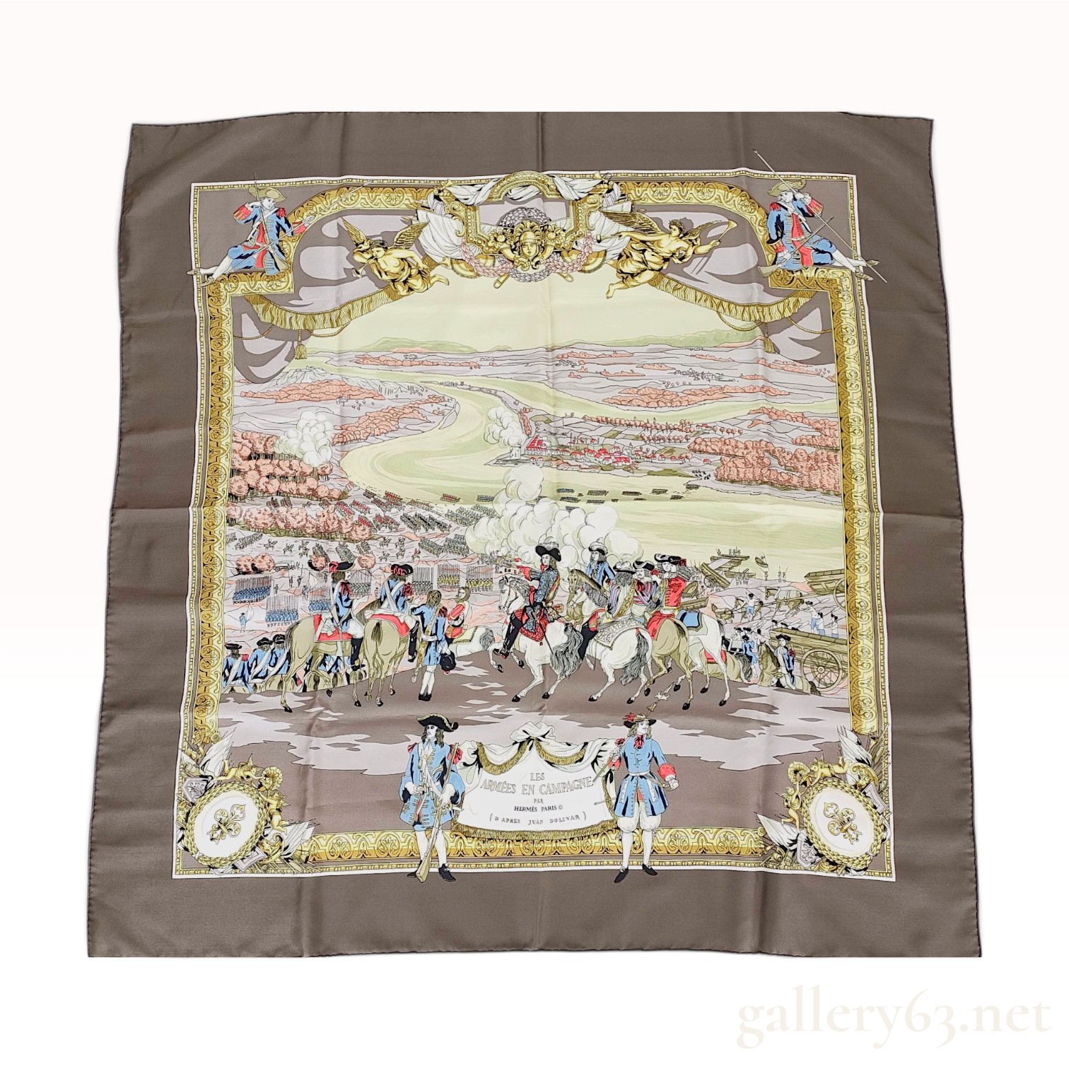 Vintage Hermes Les Armees en Campagne Silk Carre 90