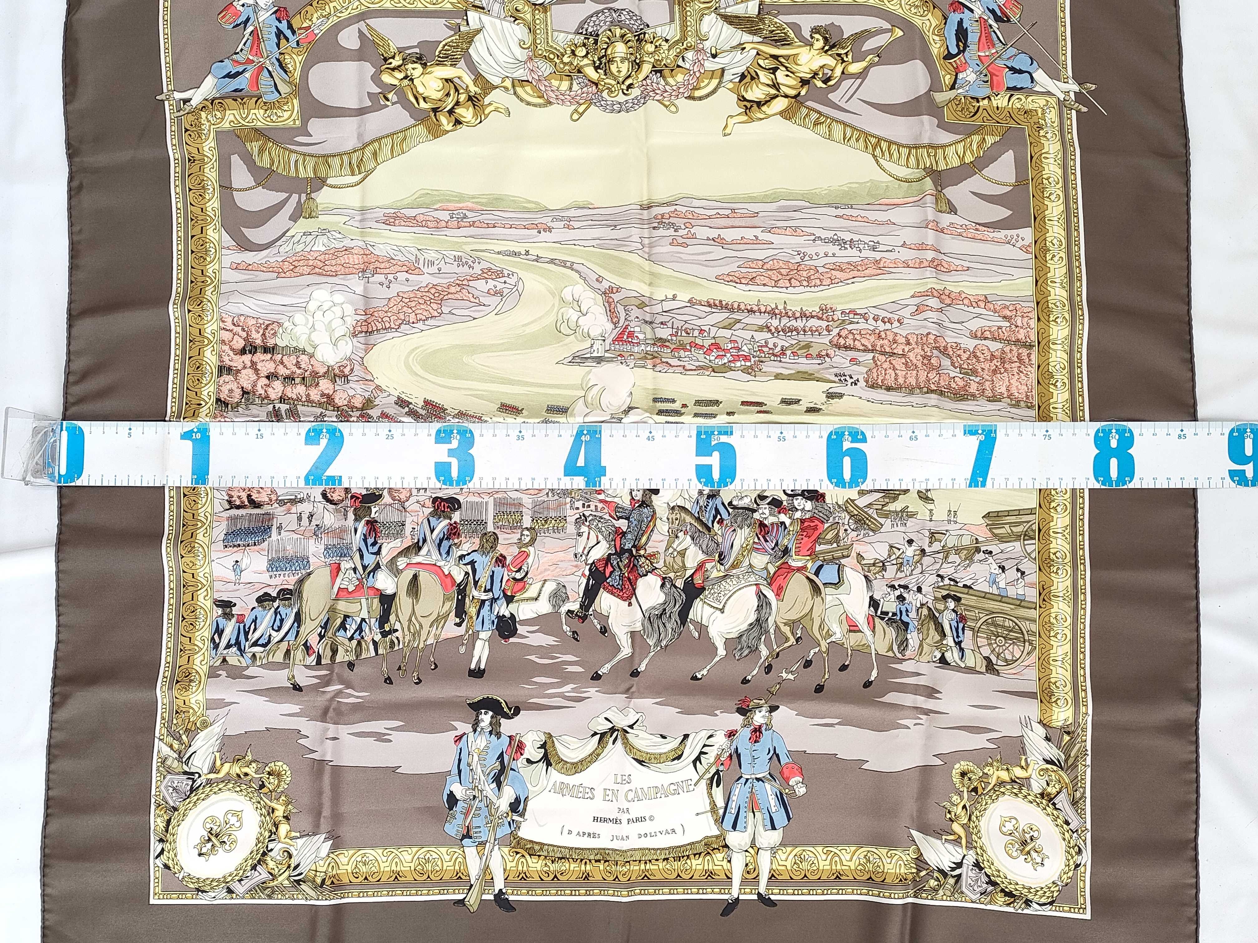 Vintage Hermes Les Armees en Campagne Silk Carre 90