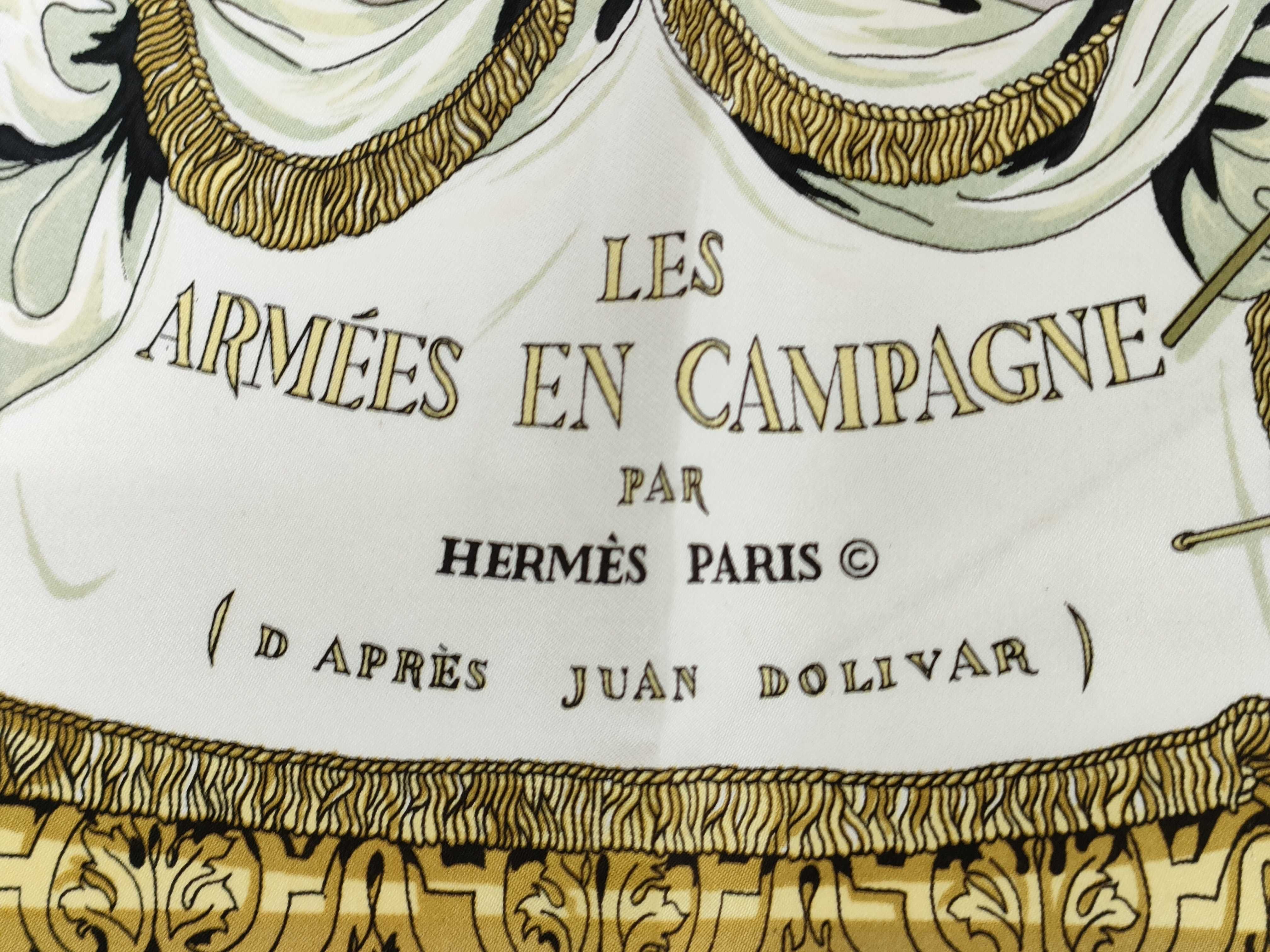 Vintage Hermes Les Armees en Campagne Silk Carre 90