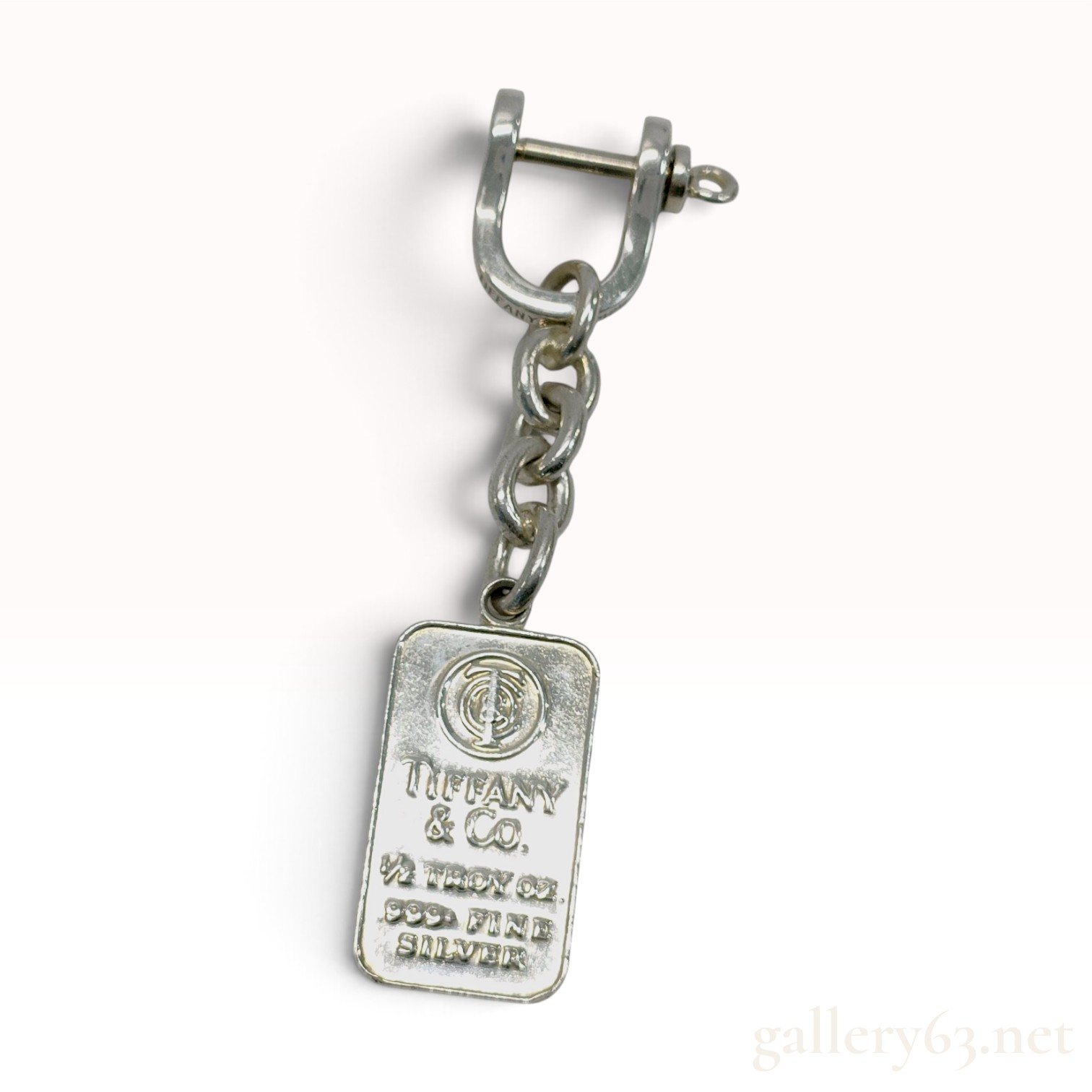 A Vintage Tiffany & Co. 1/2 Troy Oz Fine Silver Ingot Keychain with Box