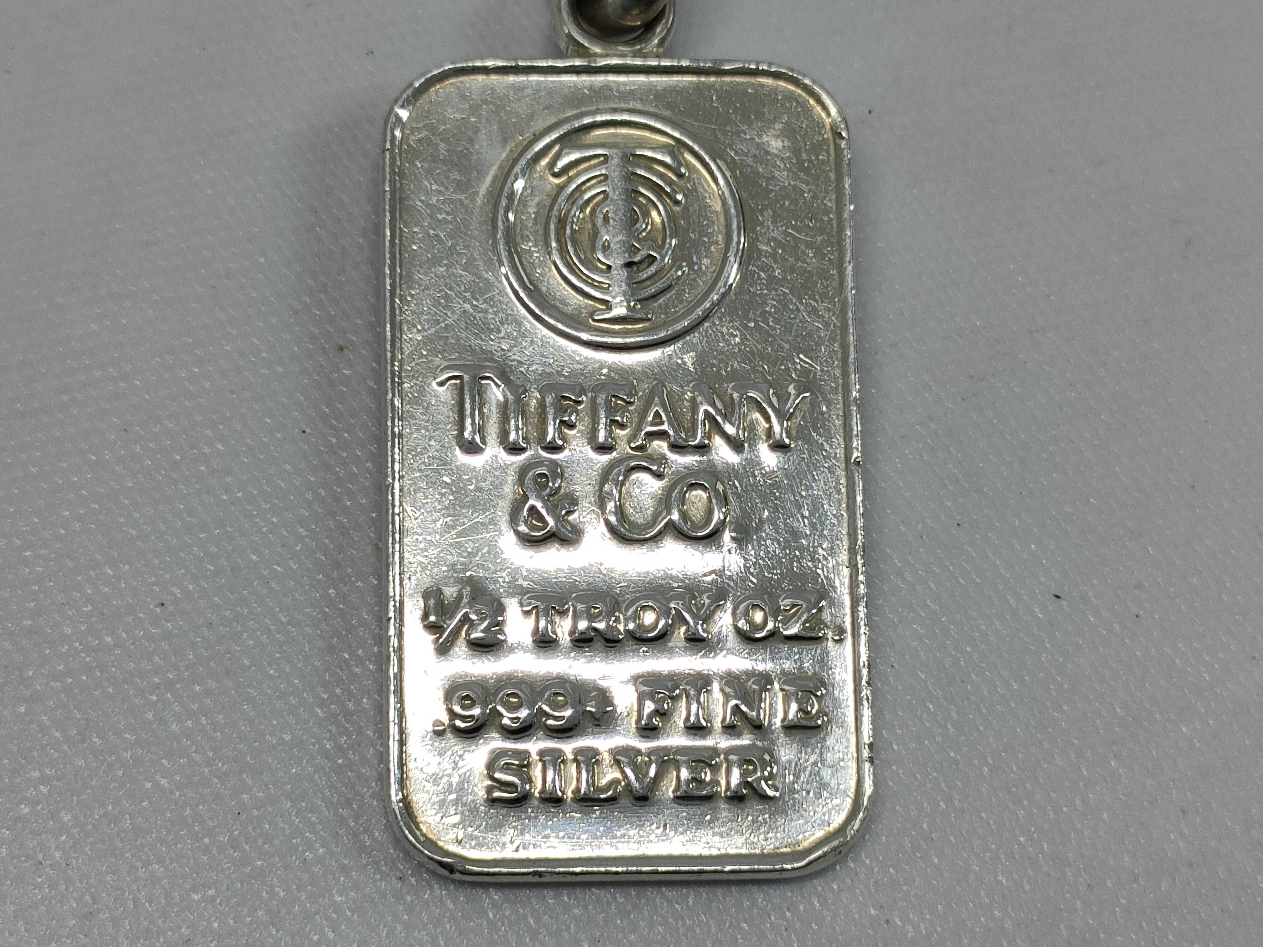 A Vintage Tiffany & Co. 1/2 Troy Oz Fine Silver Ingot Keychain with Box