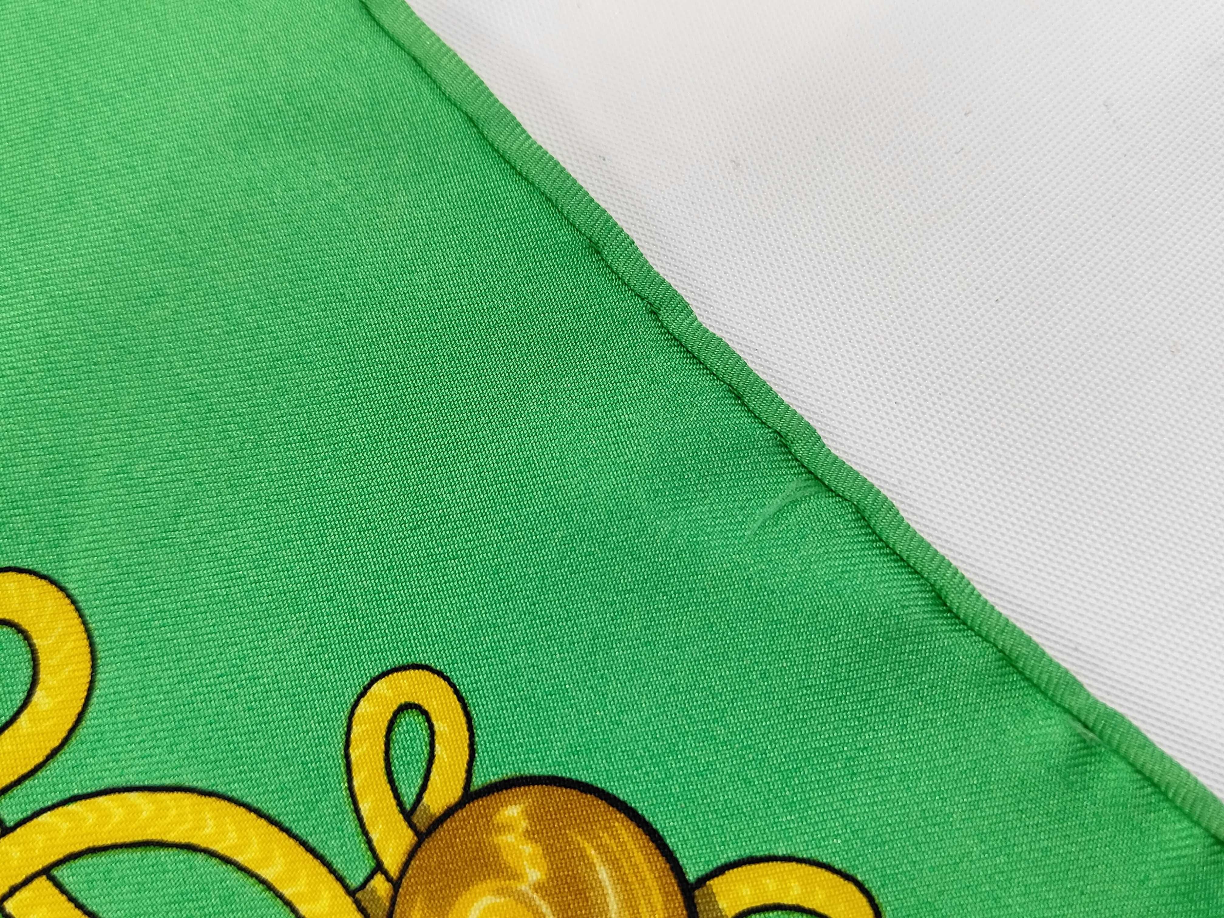 Vintage Hermes Brandebourgs Green Silk Carre 90