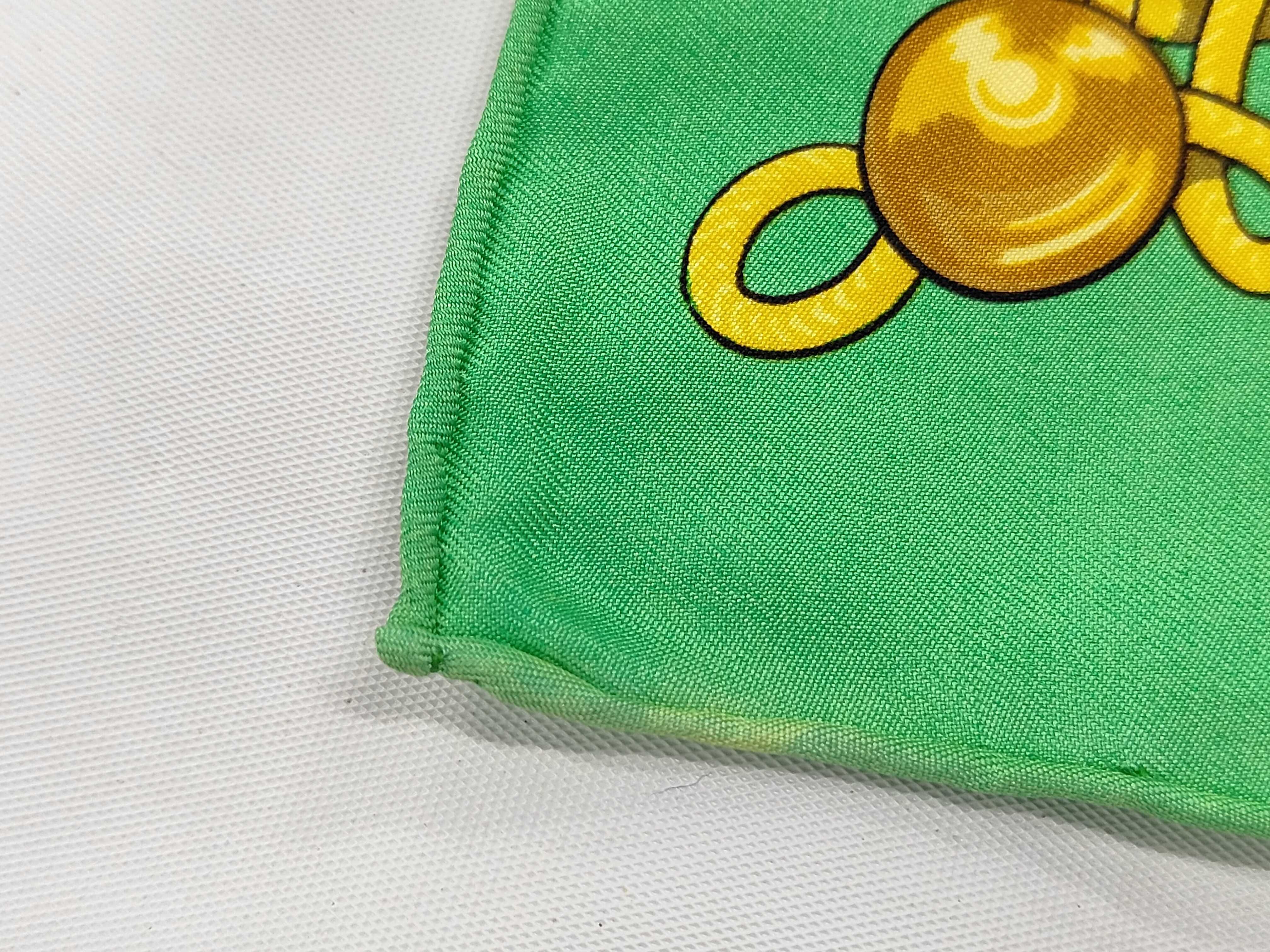 Vintage Hermes Brandebourgs Green Silk Carre 90