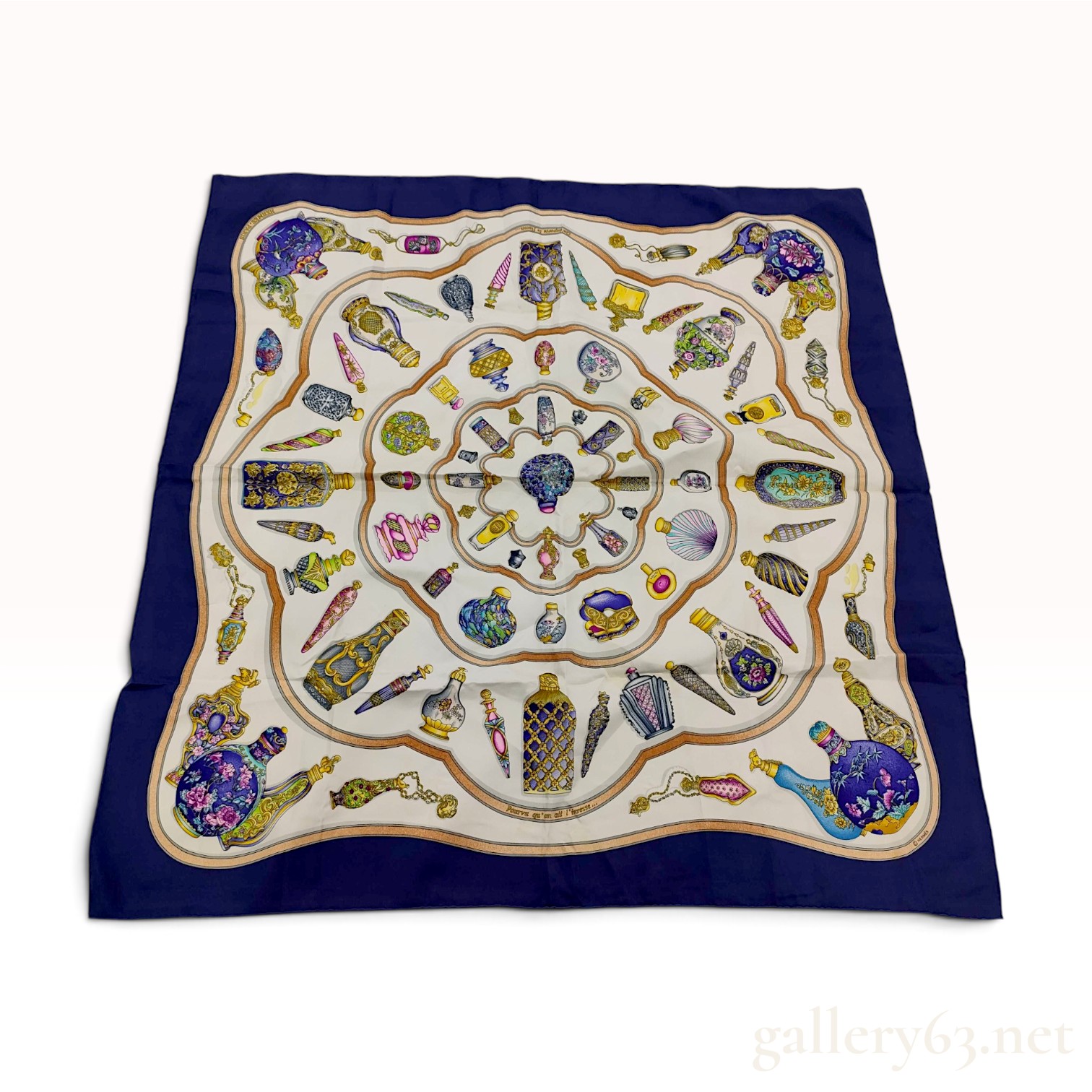Hermes Pourvu qu'on ait l'ivresse Navy Blue Silk Carre 90