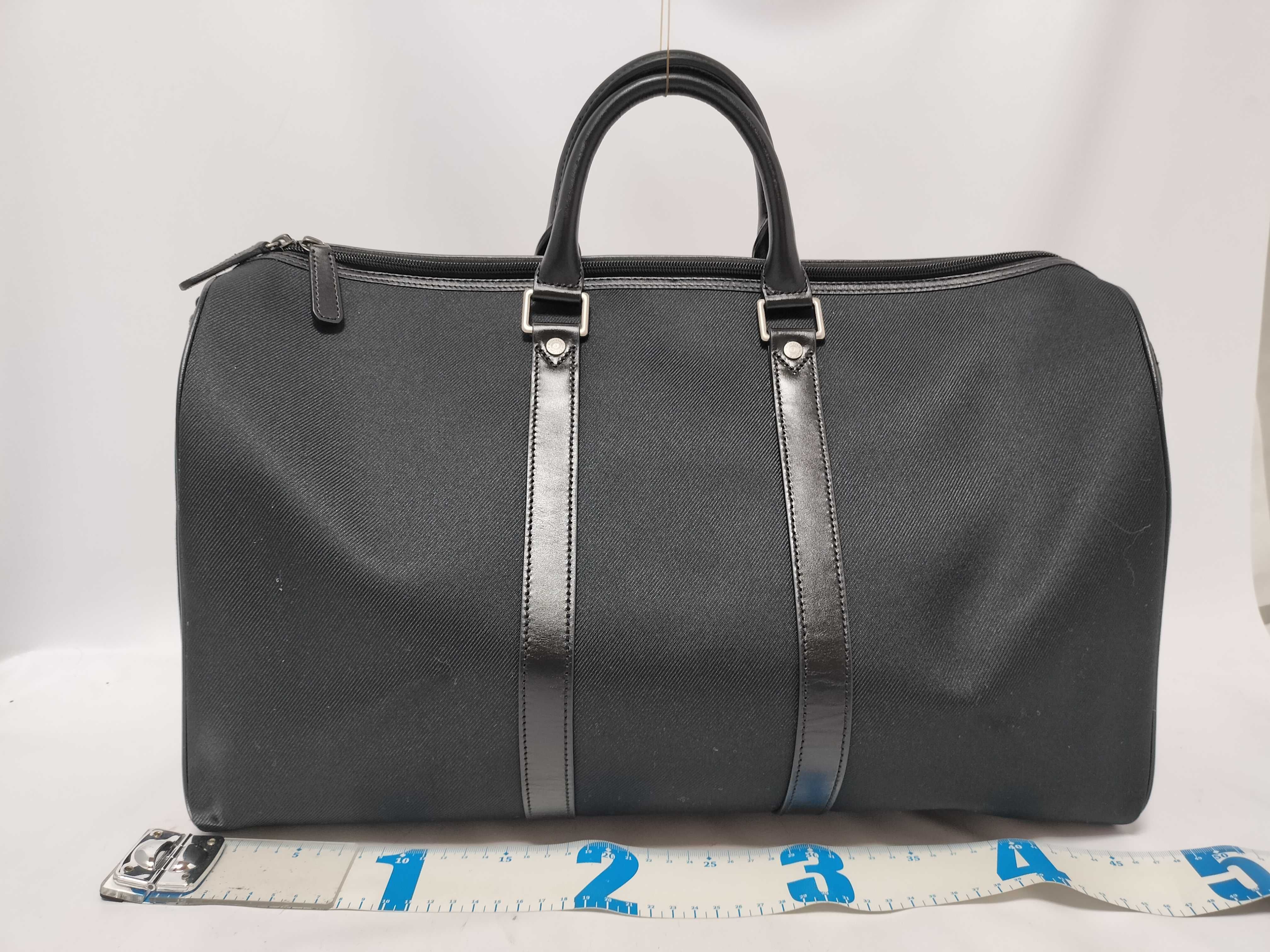 Hunting World Black Canvas and Leather Travel Boston Bag with Shoulder Strap