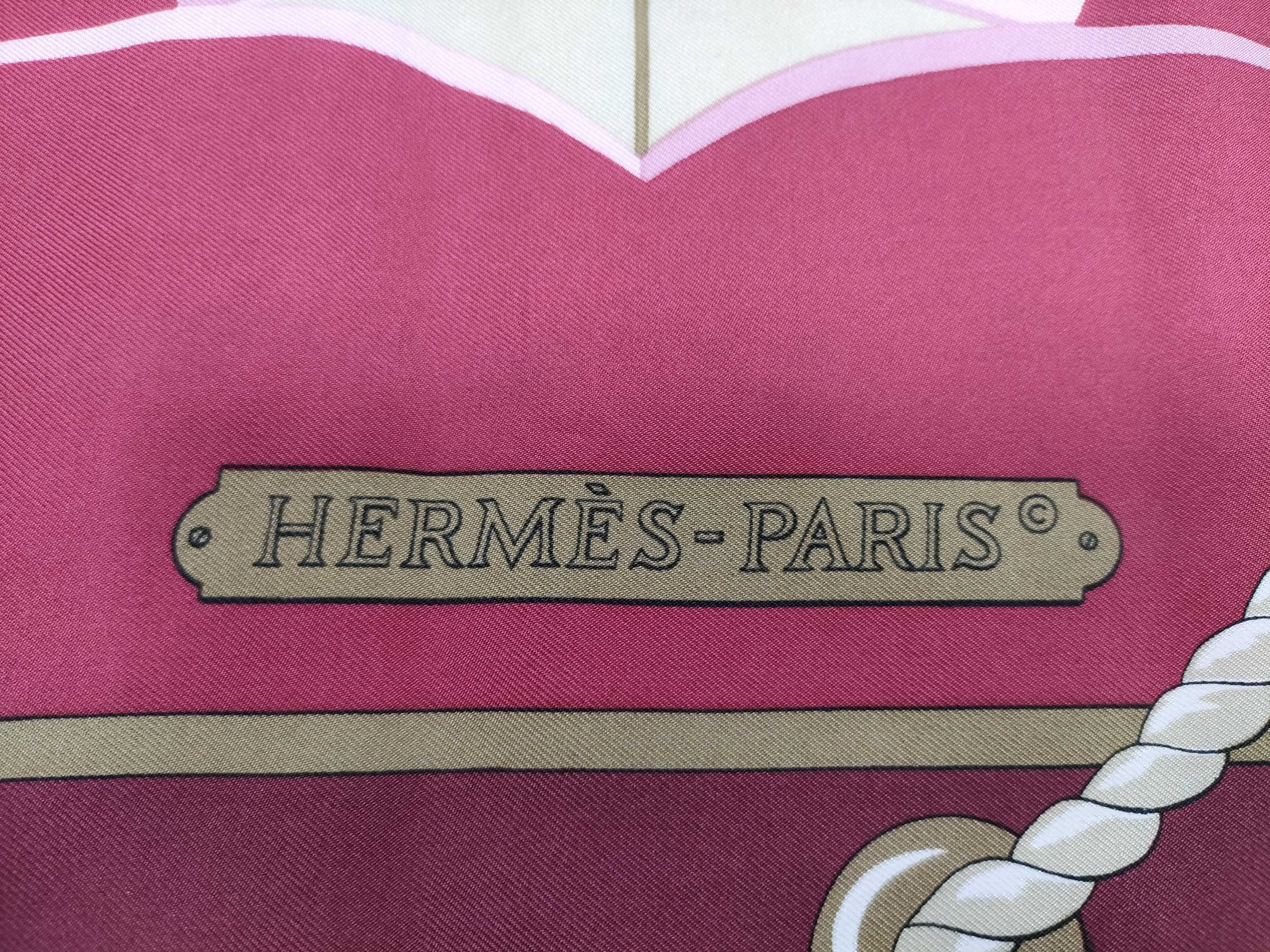 Vintage Hermes Grand Largue Burgundy Silk Carre 90