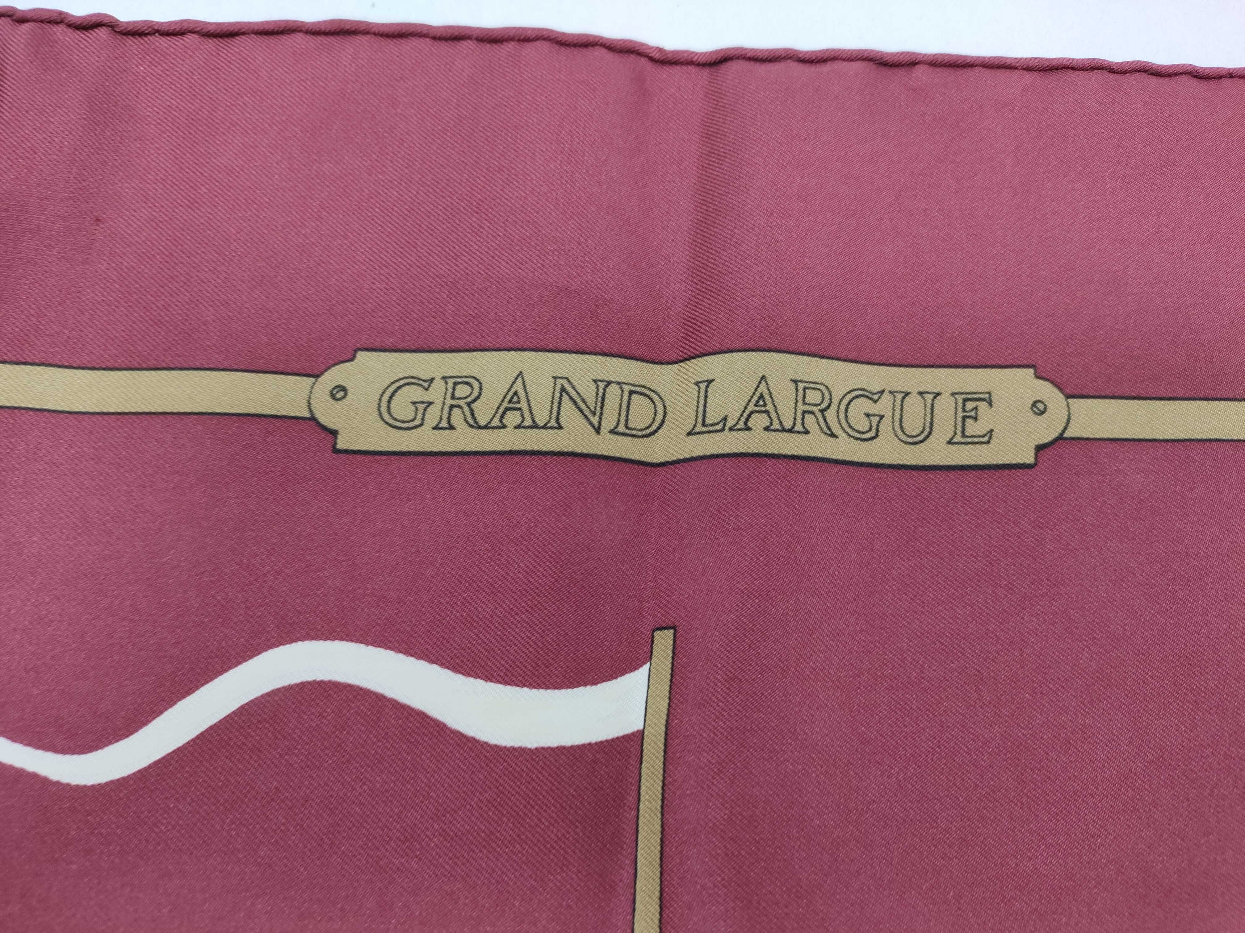 Vintage Hermes Grand Largue Burgundy Silk Carre 90