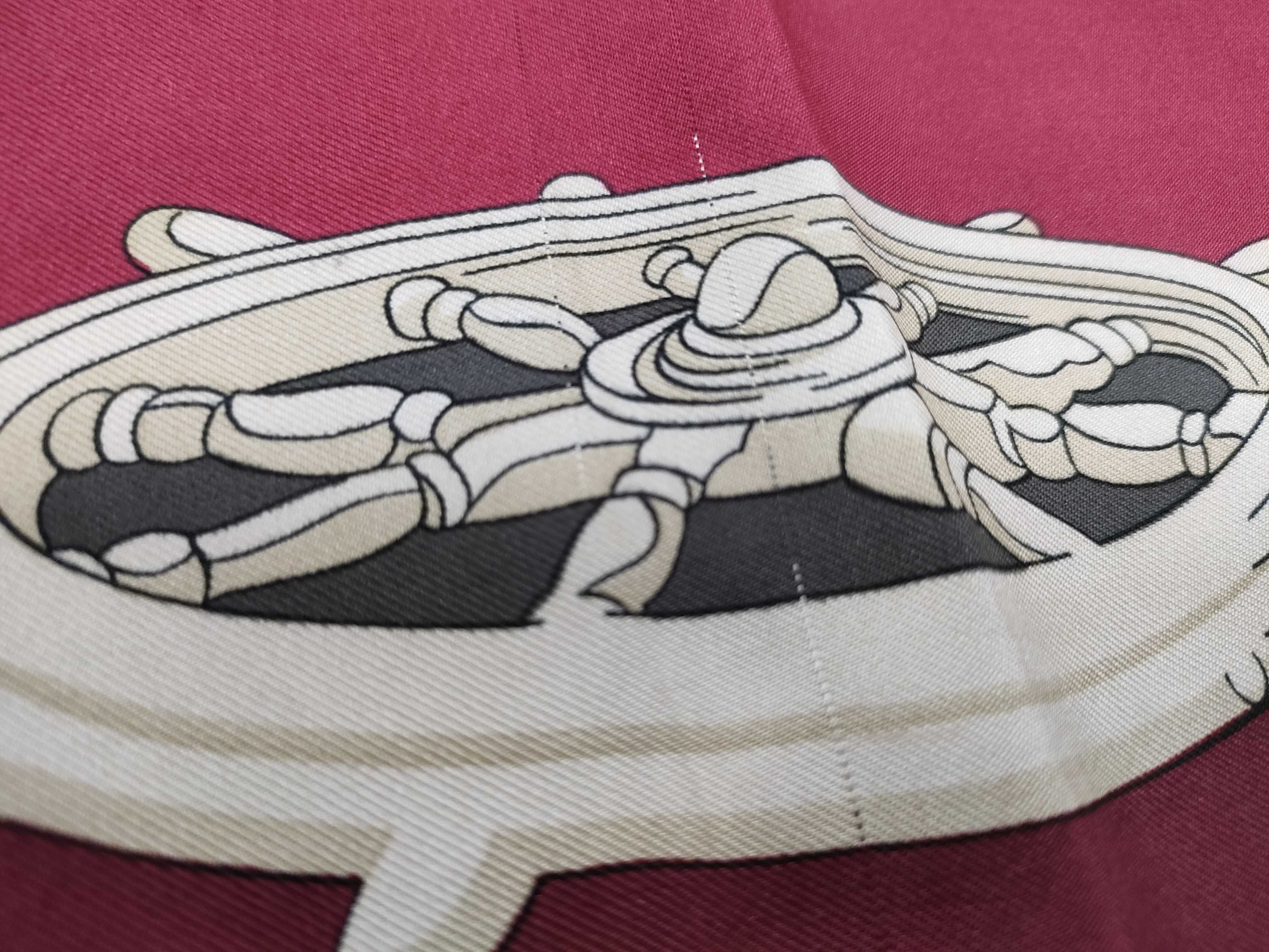 Vintage Hermes Grand Largue Burgundy Silk Carre 90
