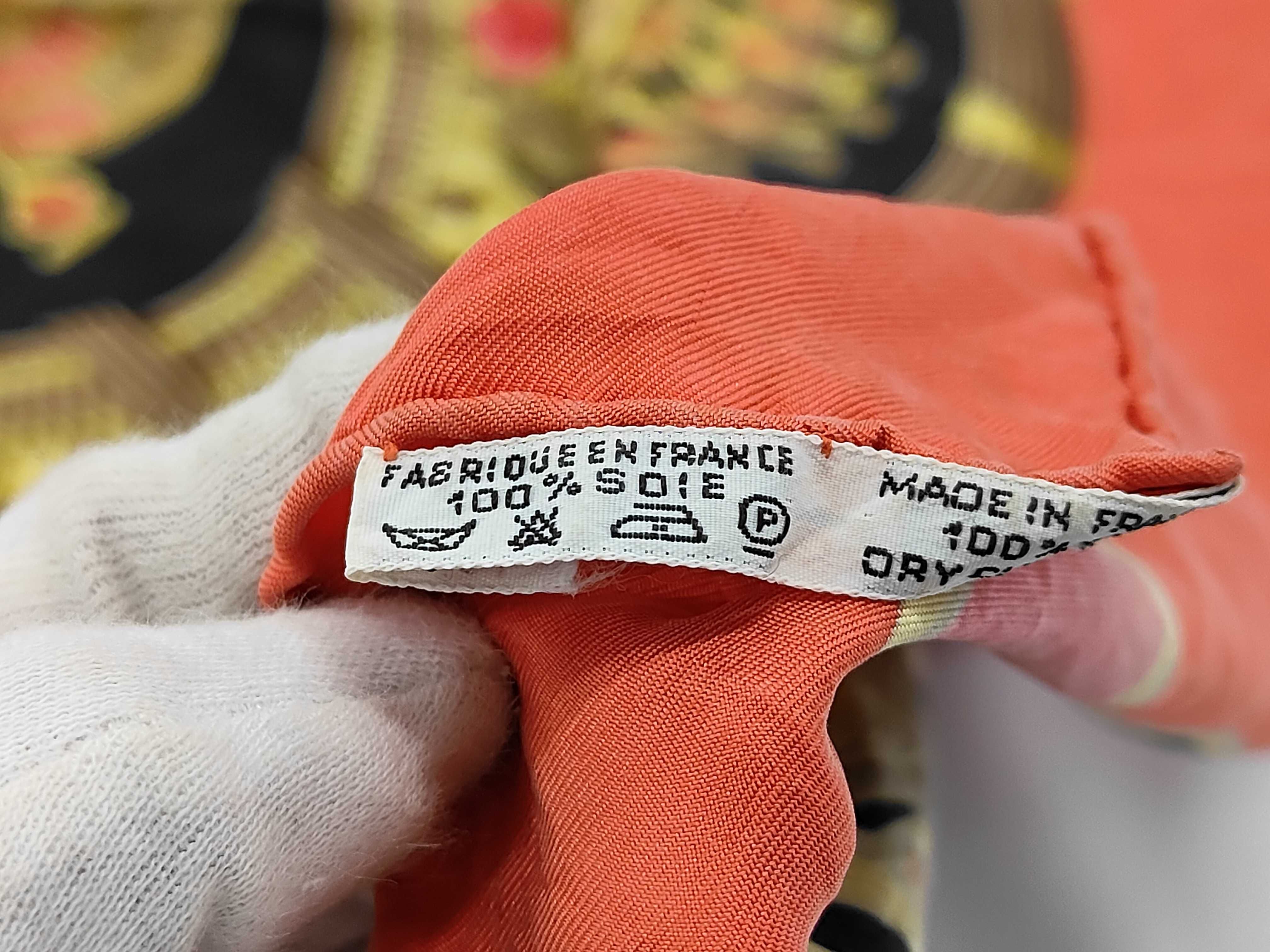 Vintage Hermes Egypte Black and Orange Silk Carre 90
