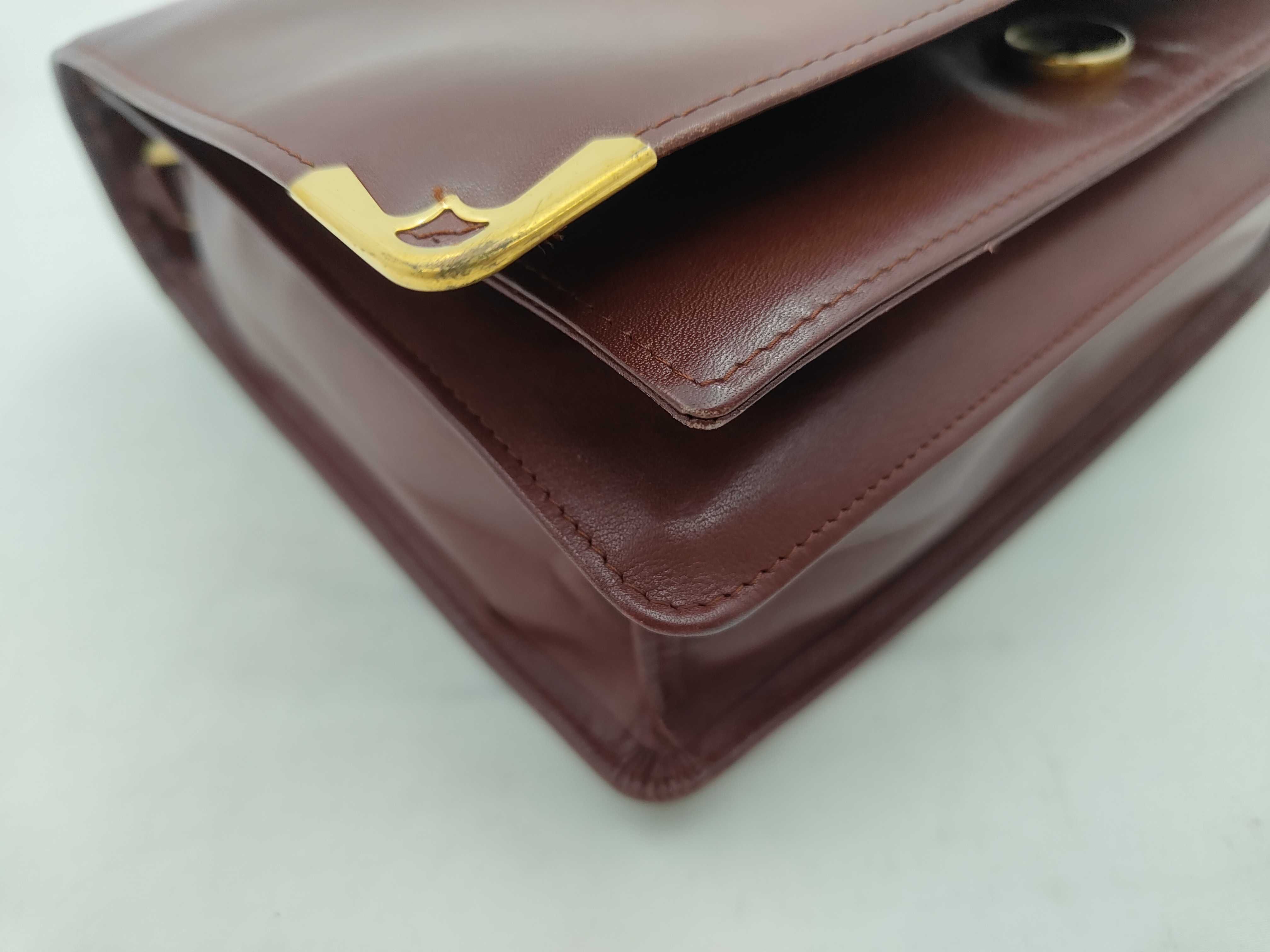 Vintage Cartier Must Line Burgundy Calfskin Clutch Bag with Accessories