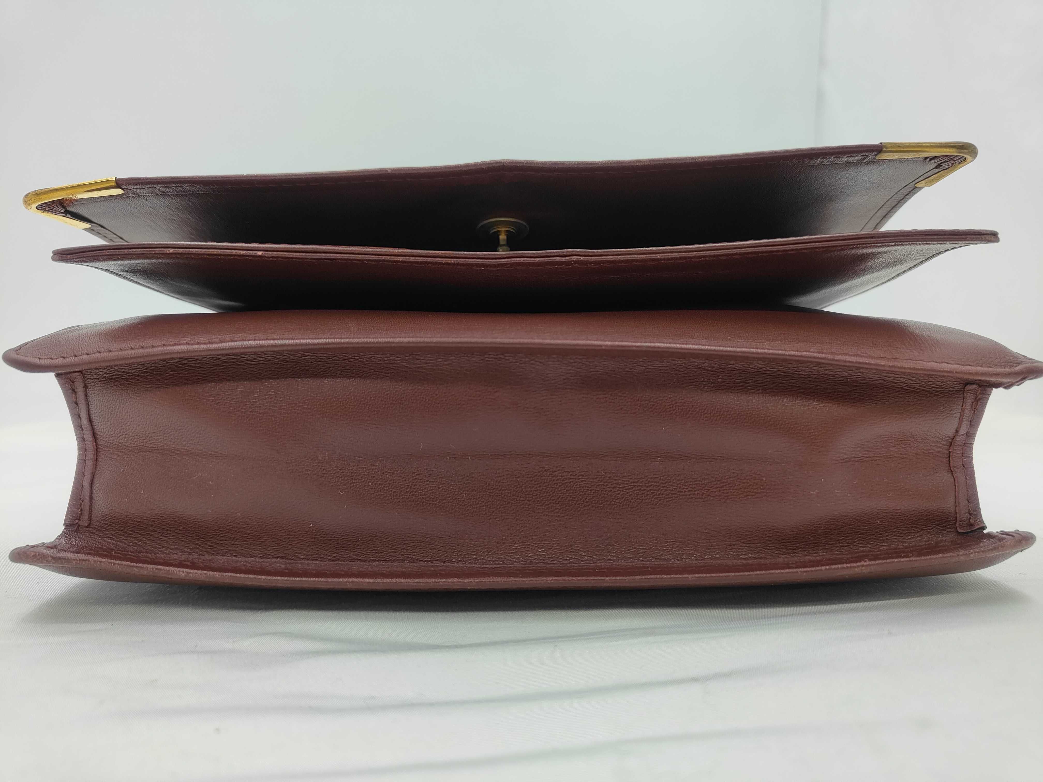 Vintage Cartier Must Line Burgundy Calfskin Clutch Bag with Accessories