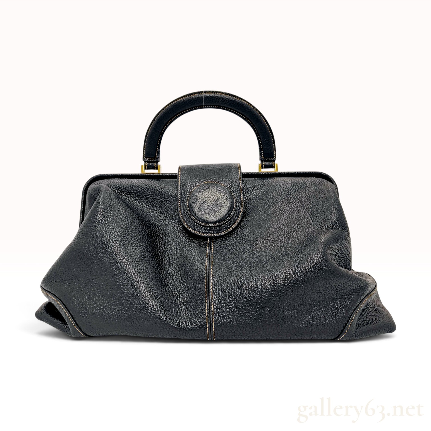 Vintage Givenchy Life Black Pebbled Leather Doctor Handbag