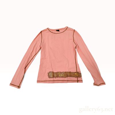 Vintage Jean Paul Gaultier Femme Salmon Pink Graphic Cotton Long Sleeve Top Size 40. This Jean 