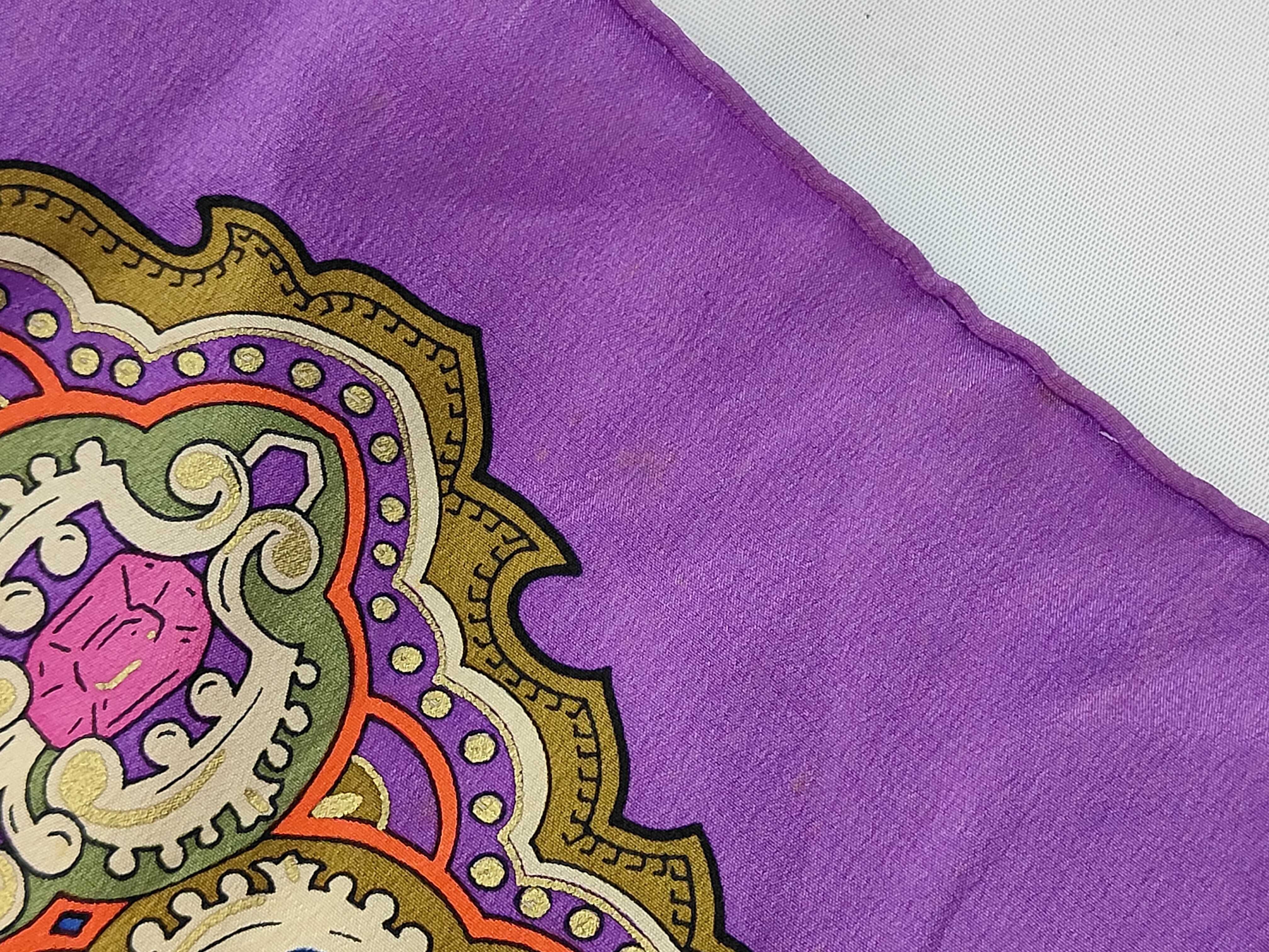 Vintage Christian Dior Paisley Medallion Purple Silk Scarf 90 cm