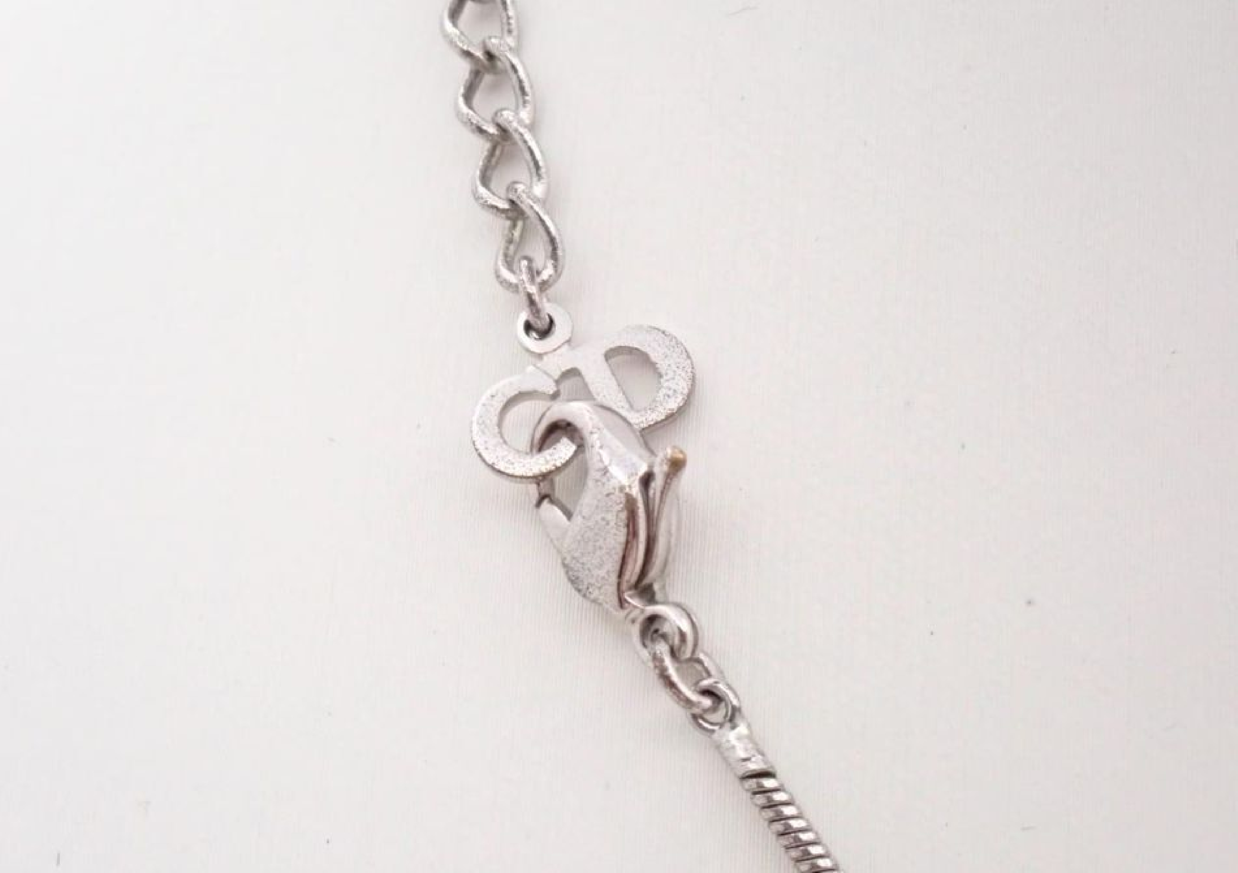 Vintage Polished Metal CD Monogram Cube Pendant Necklace