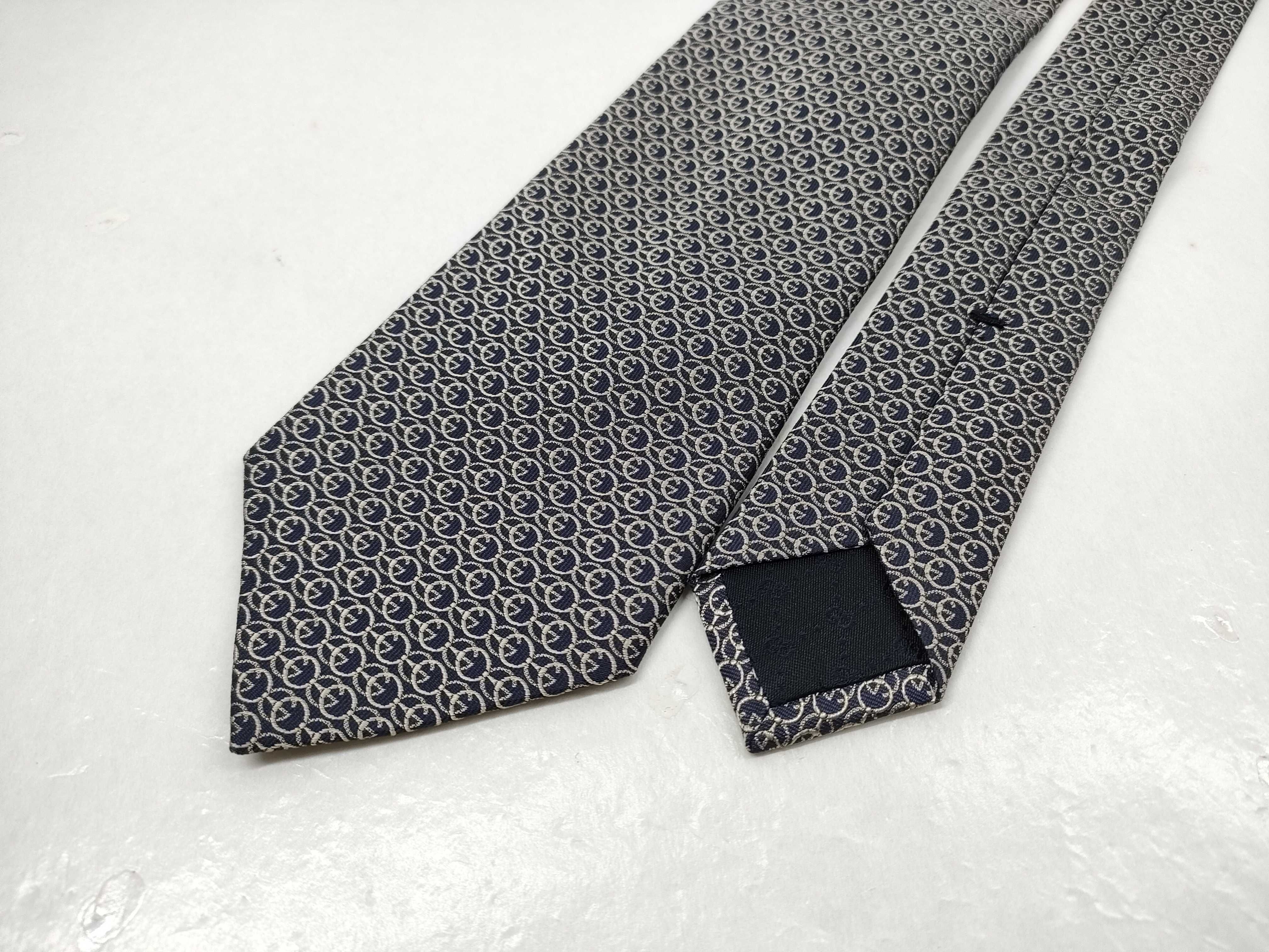 Gucci Interlocking G Chain-Link Navy Blue Silk Necktie