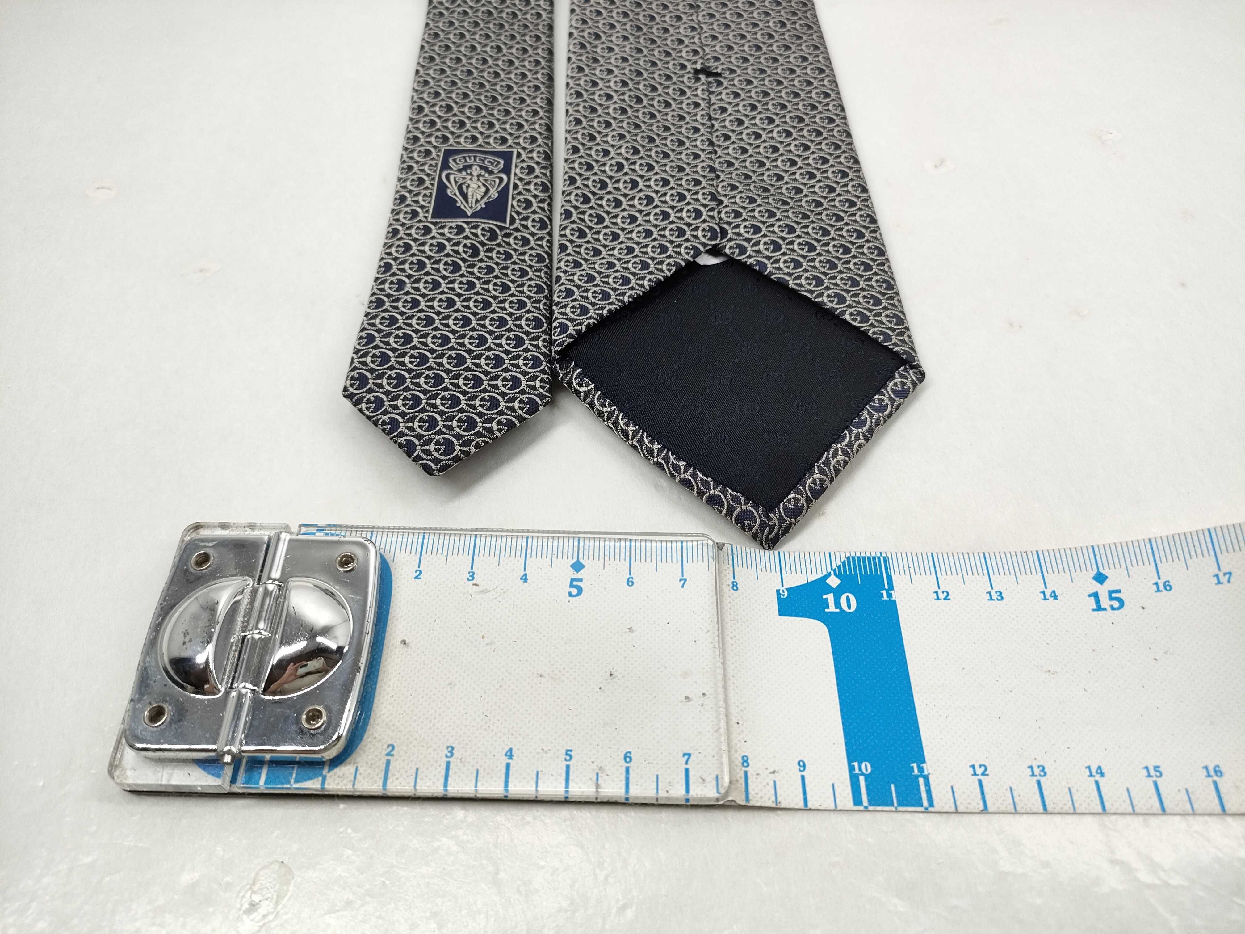 Gucci Interlocking G Chain-Link Navy Blue Silk Necktie