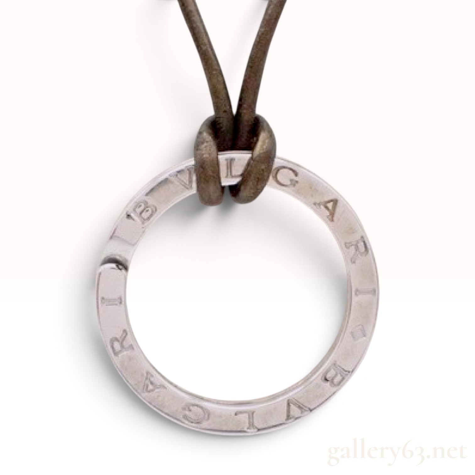 Bvlgari Bvlgari Sterling Silver Pendant Cord Necklace