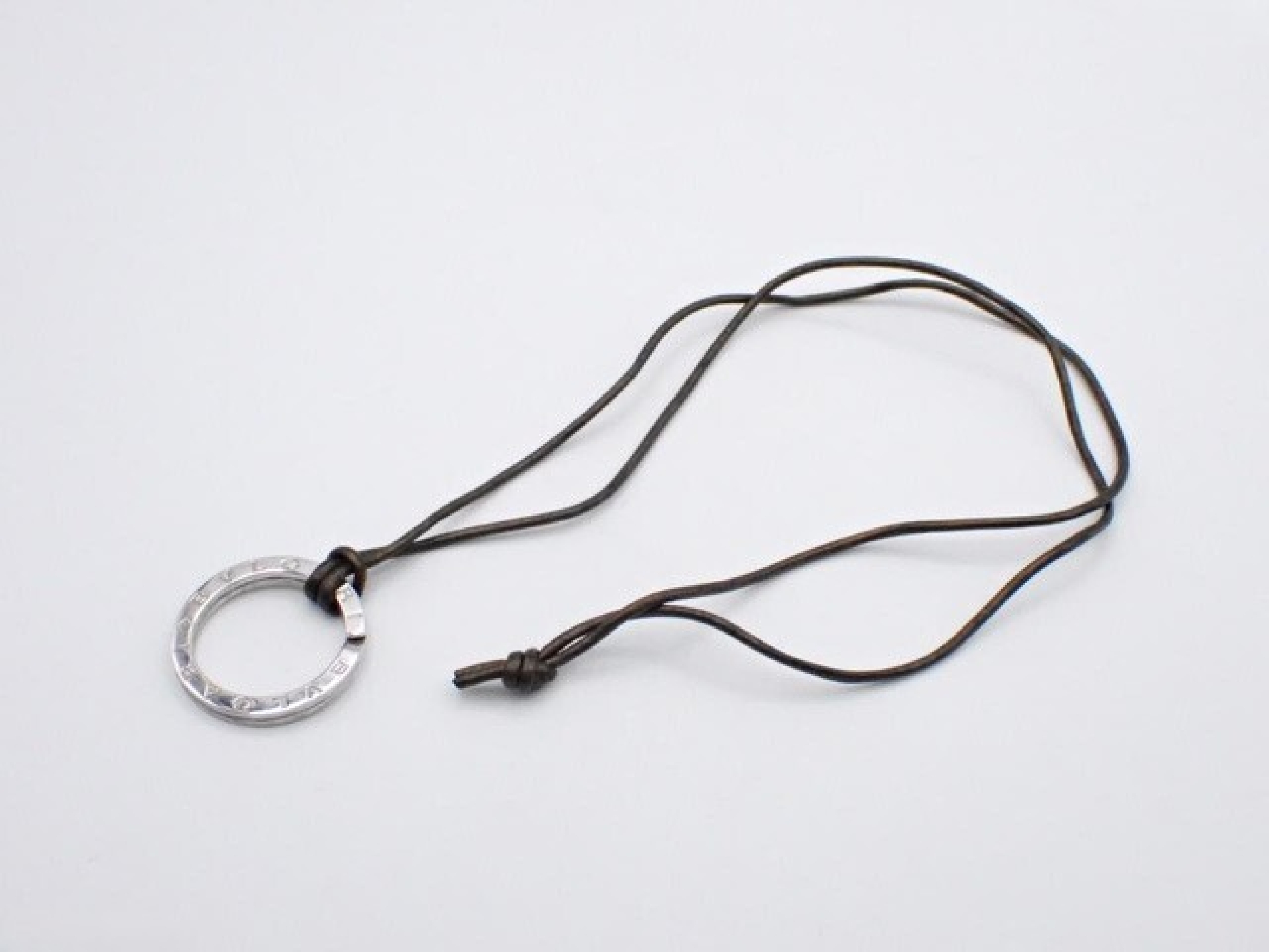 Bvlgari Bvlgari Sterling Silver Pendant Cord Necklace