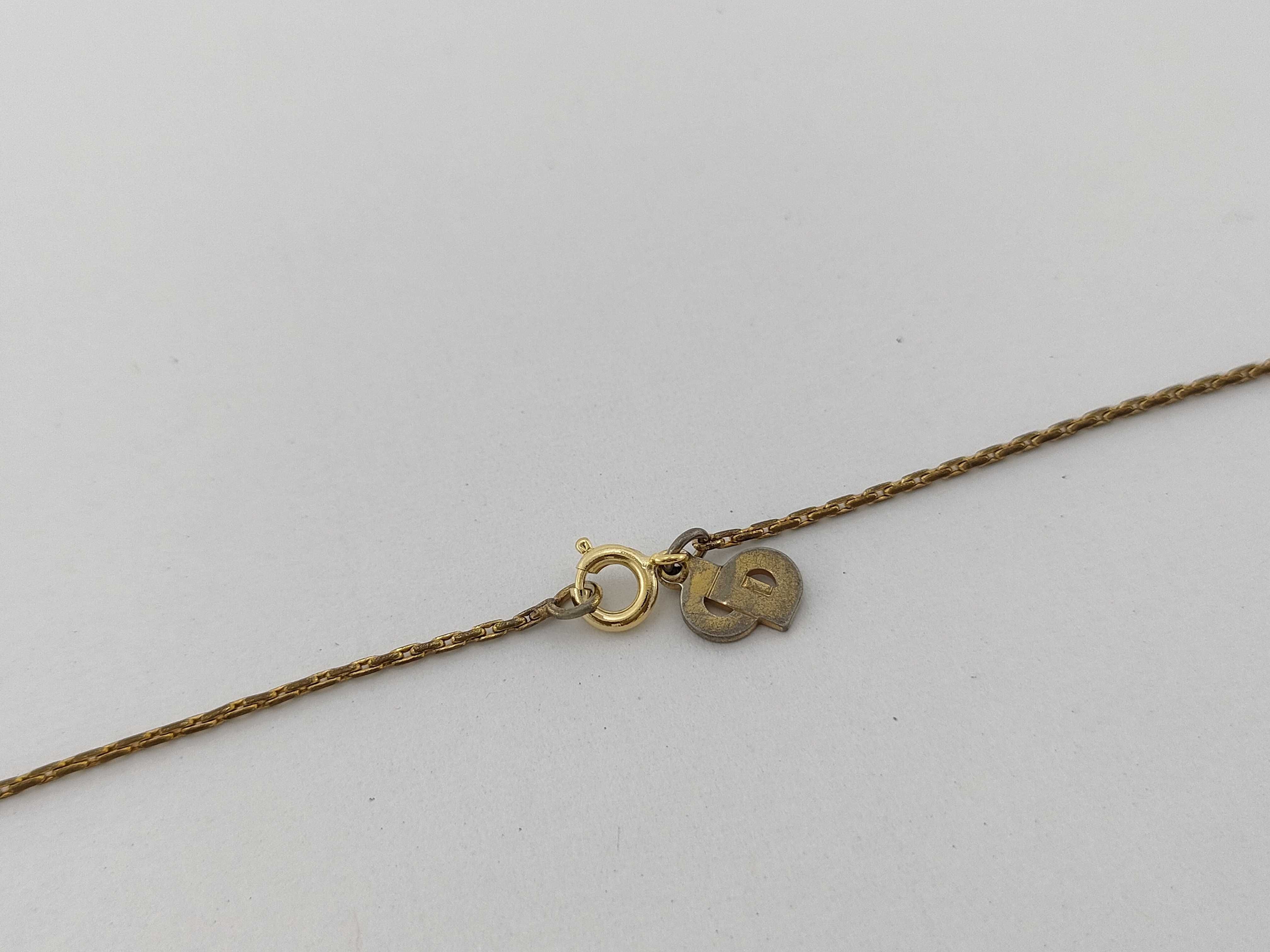 Vintage Christian Dior CD Logo Gold Plated Rhinestone Pendant Necklace