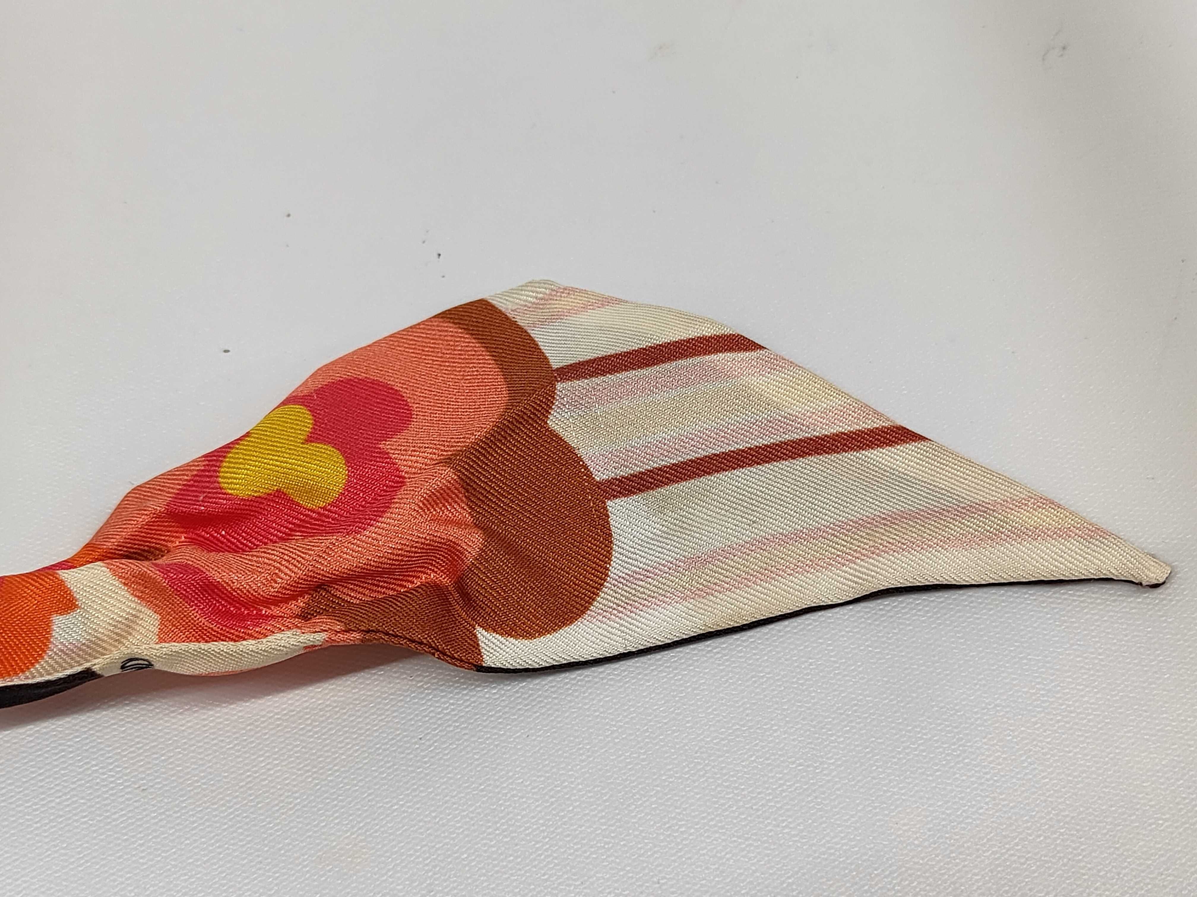 Fendi Retro Floral and Brown Silk Wrappy Scarf 108 cm