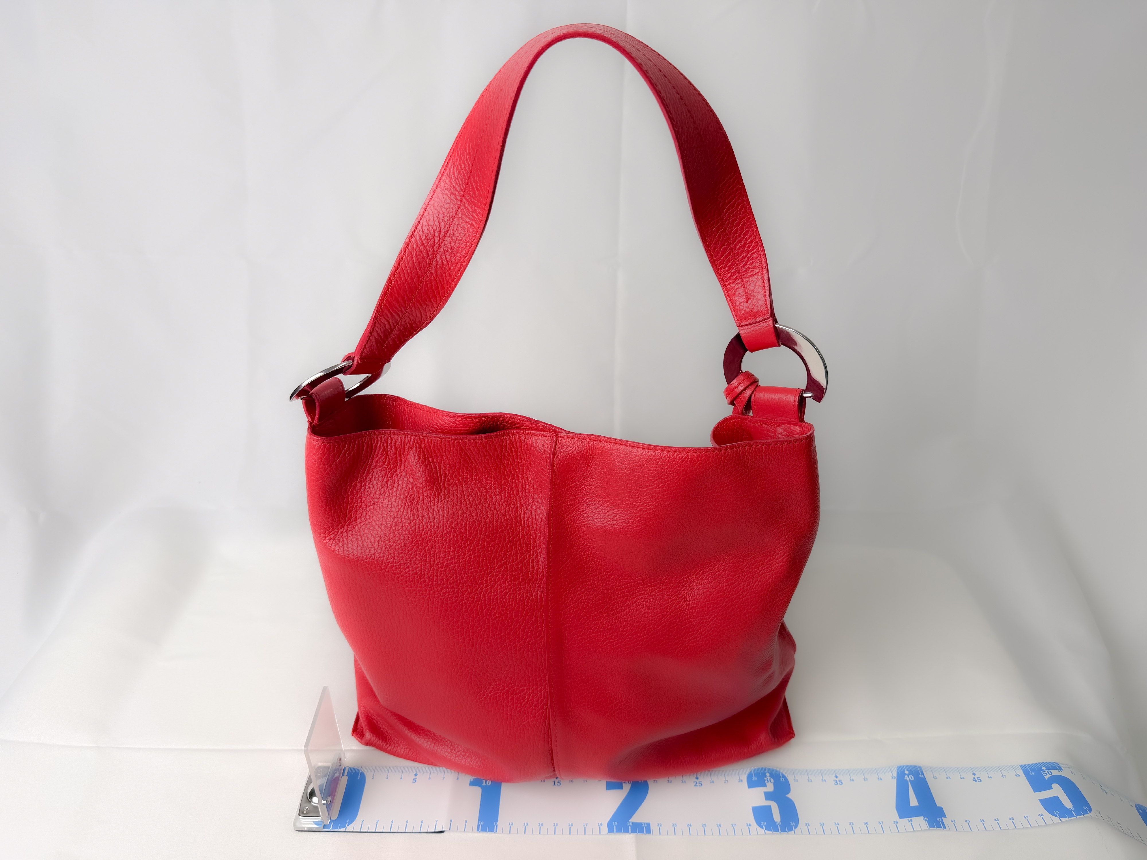 Furla Red Pebbled Leather Large Hobo Shoulder Bag