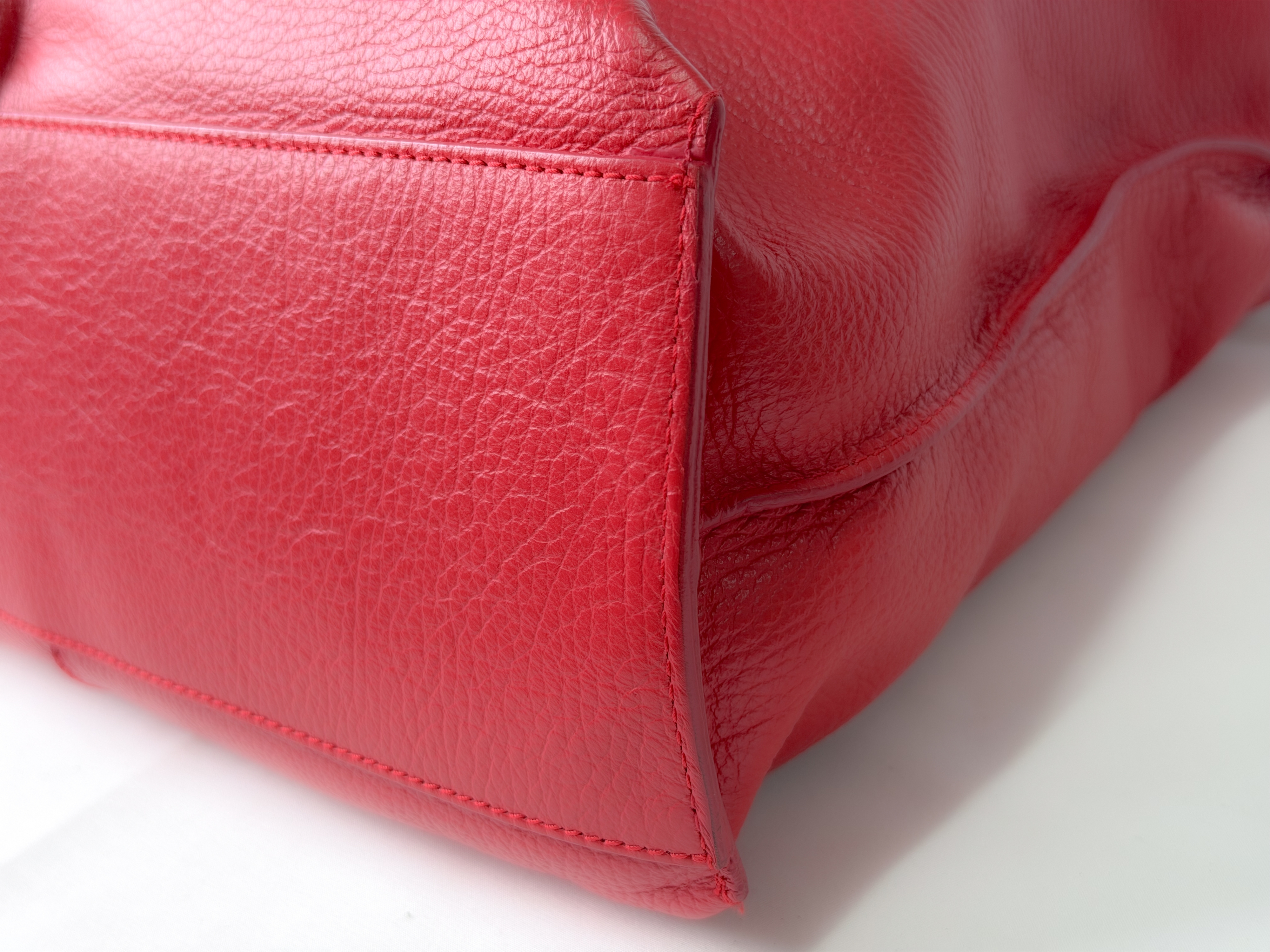 Furla Red Pebbled Leather Large Hobo Shoulder Bag