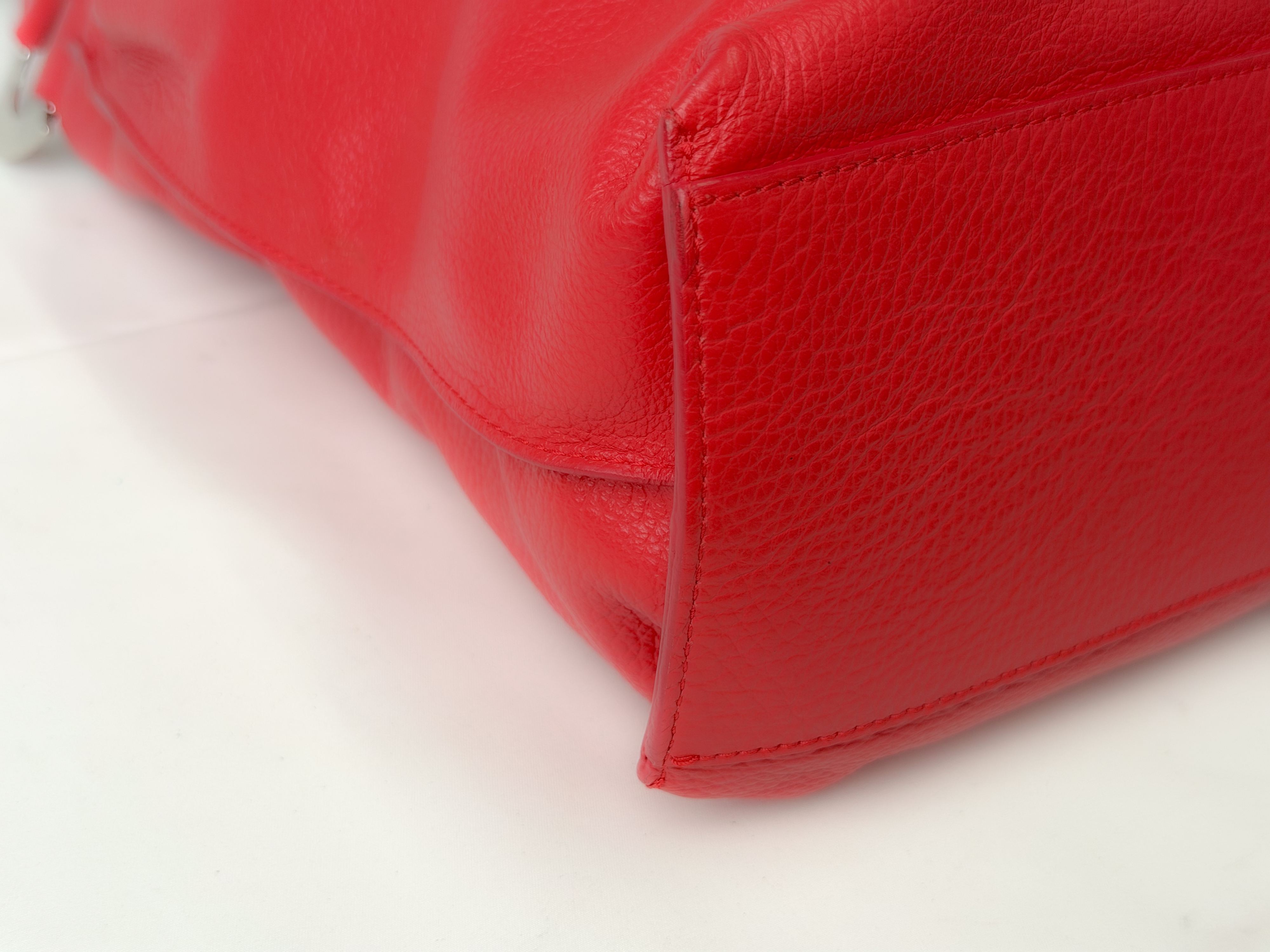 Furla Red Pebbled Leather Large Hobo Shoulder Bag