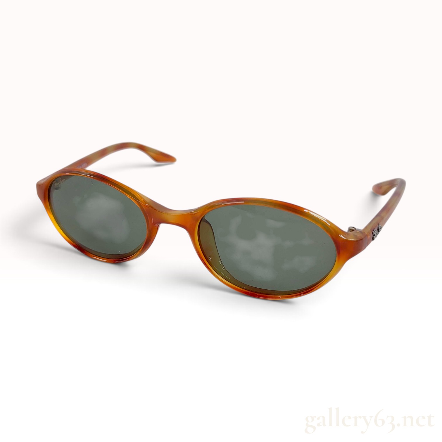 Vintage Ray-Ban W2834 Amber Tortoiseshell Acetate Oval Sunglasses with Pouch
