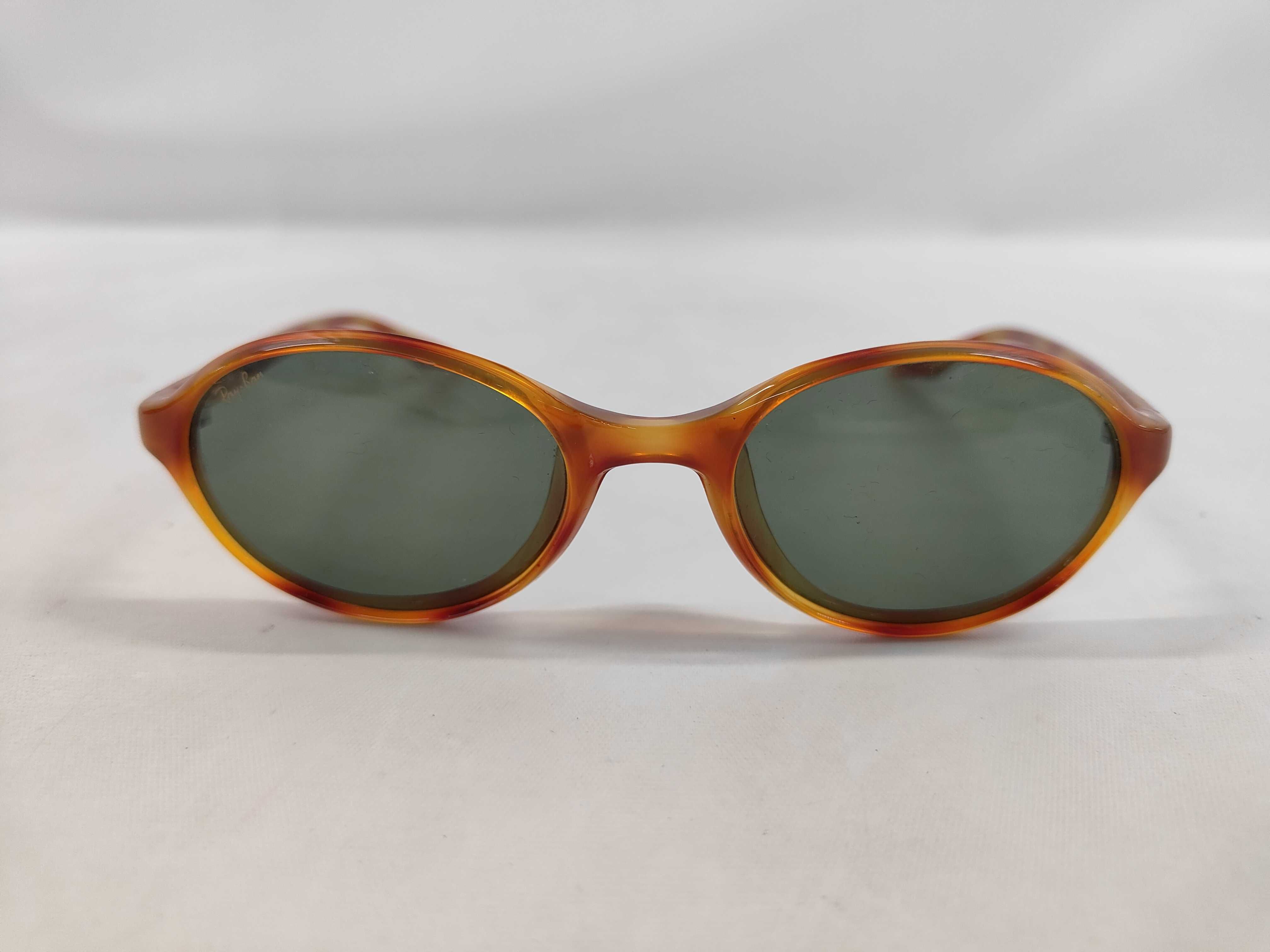 Vintage Ray-Ban W2834 Amber Tortoiseshell Acetate Oval Sunglasses with Pouch