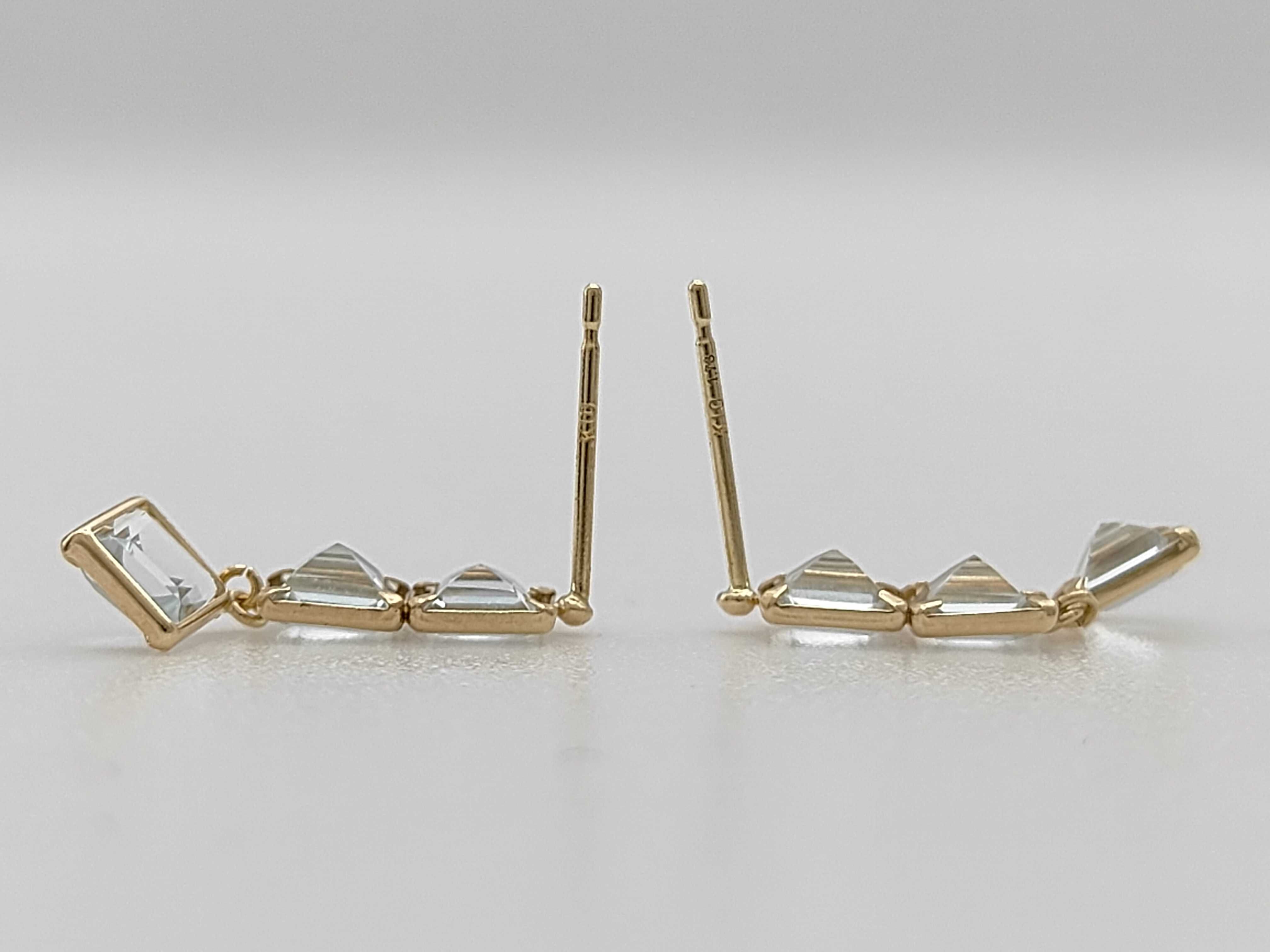 A 10 Karat Yellow Gold and 1.78ctw Clear Gemstone Drop Earrings