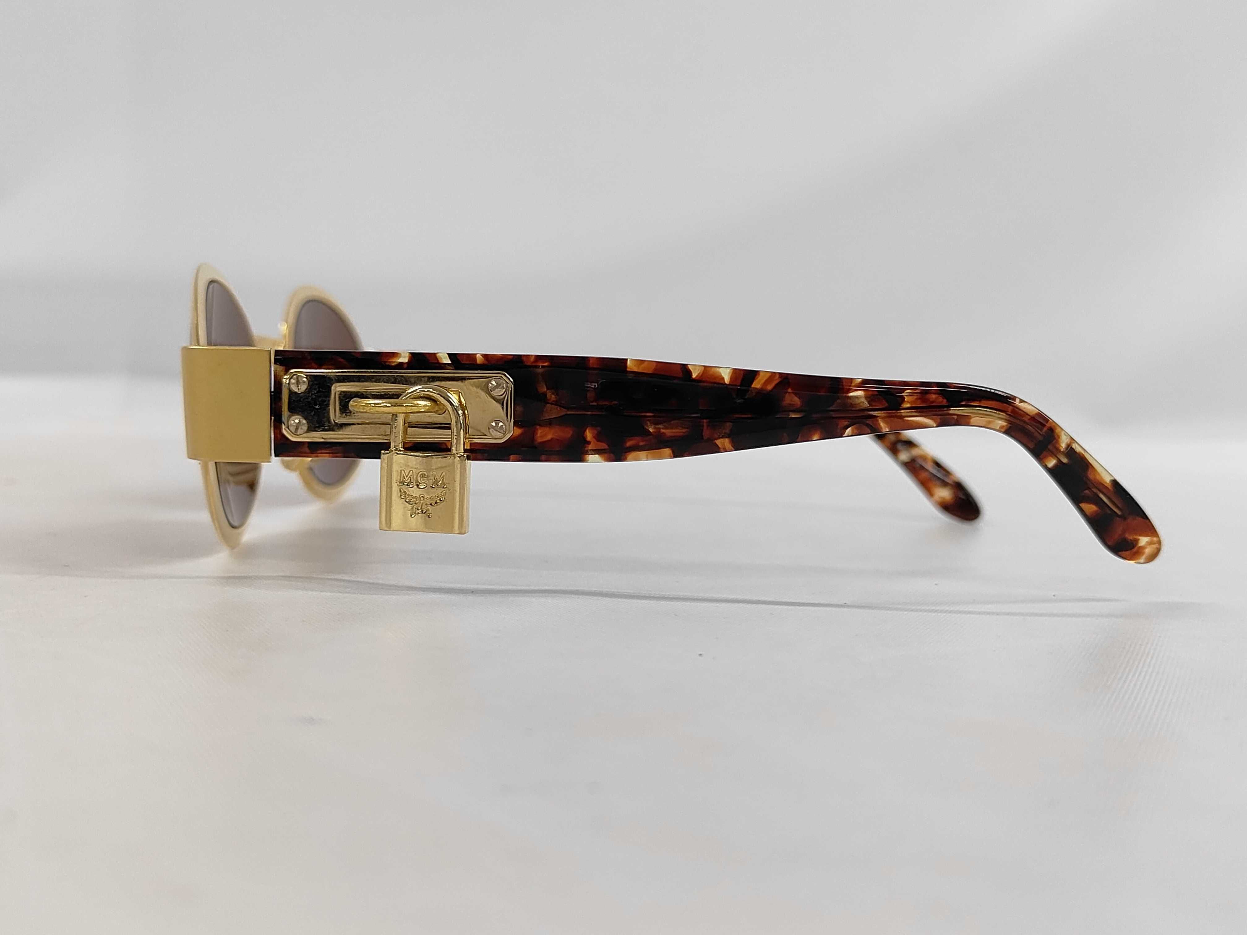 Vintage MCM 718 Gold Toned and Tortoiseshell Oval Sunglasses with Case