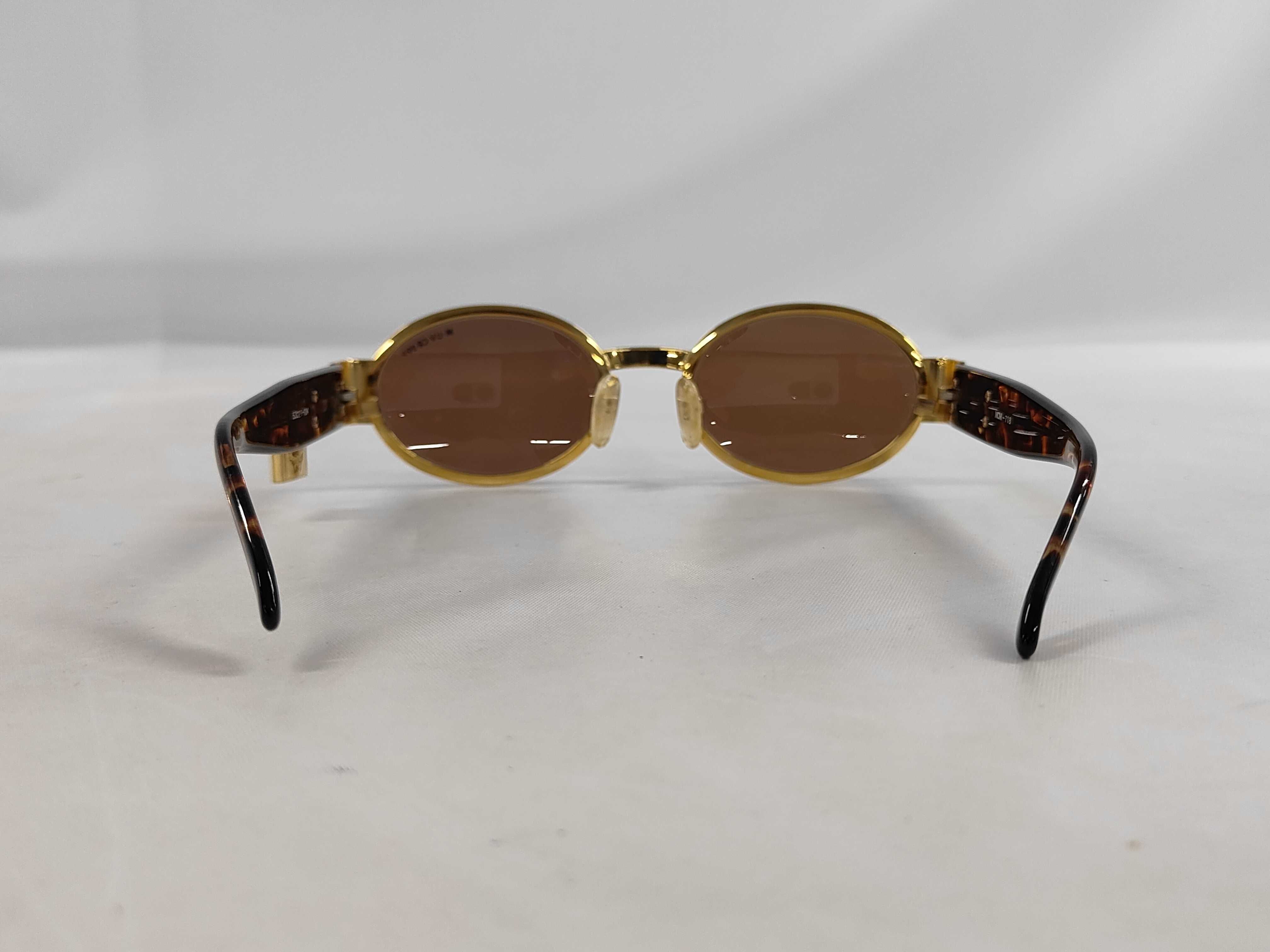 Vintage MCM 718 Gold Toned and Tortoiseshell Oval Sunglasses with Case