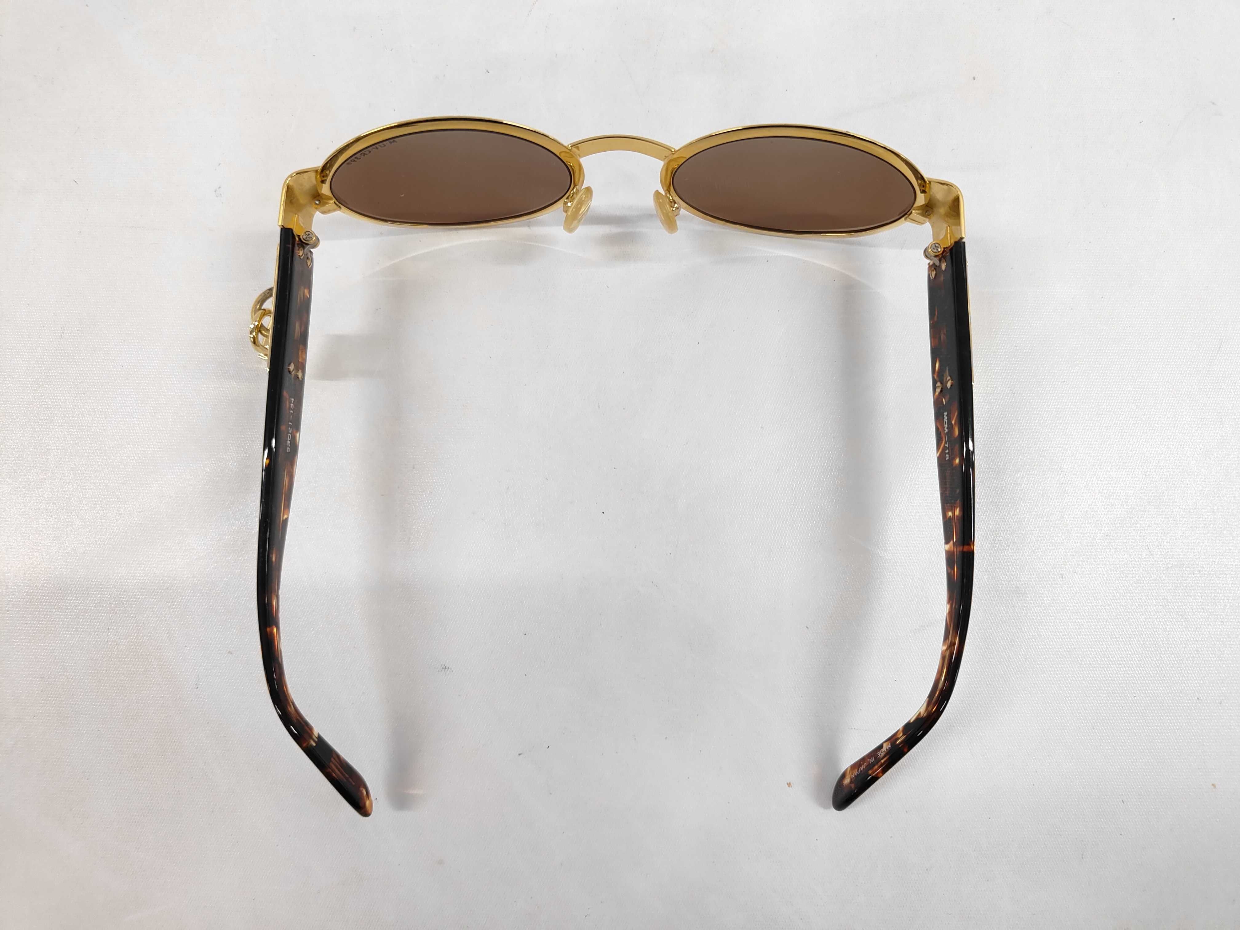 Vintage MCM 718 Gold Toned and Tortoiseshell Oval Sunglasses with Case