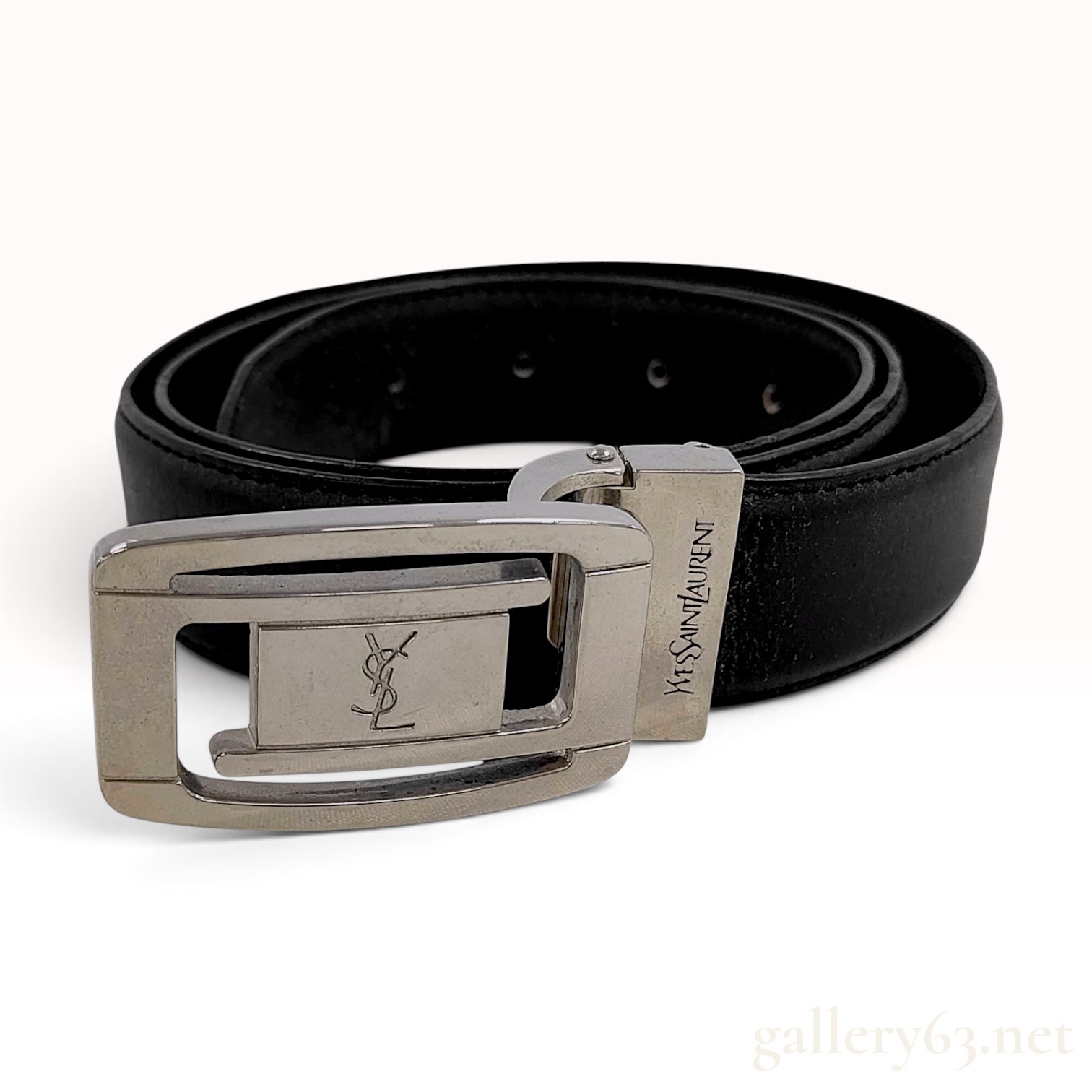 Vintage Yves Saint Laurent Black Leather Belt