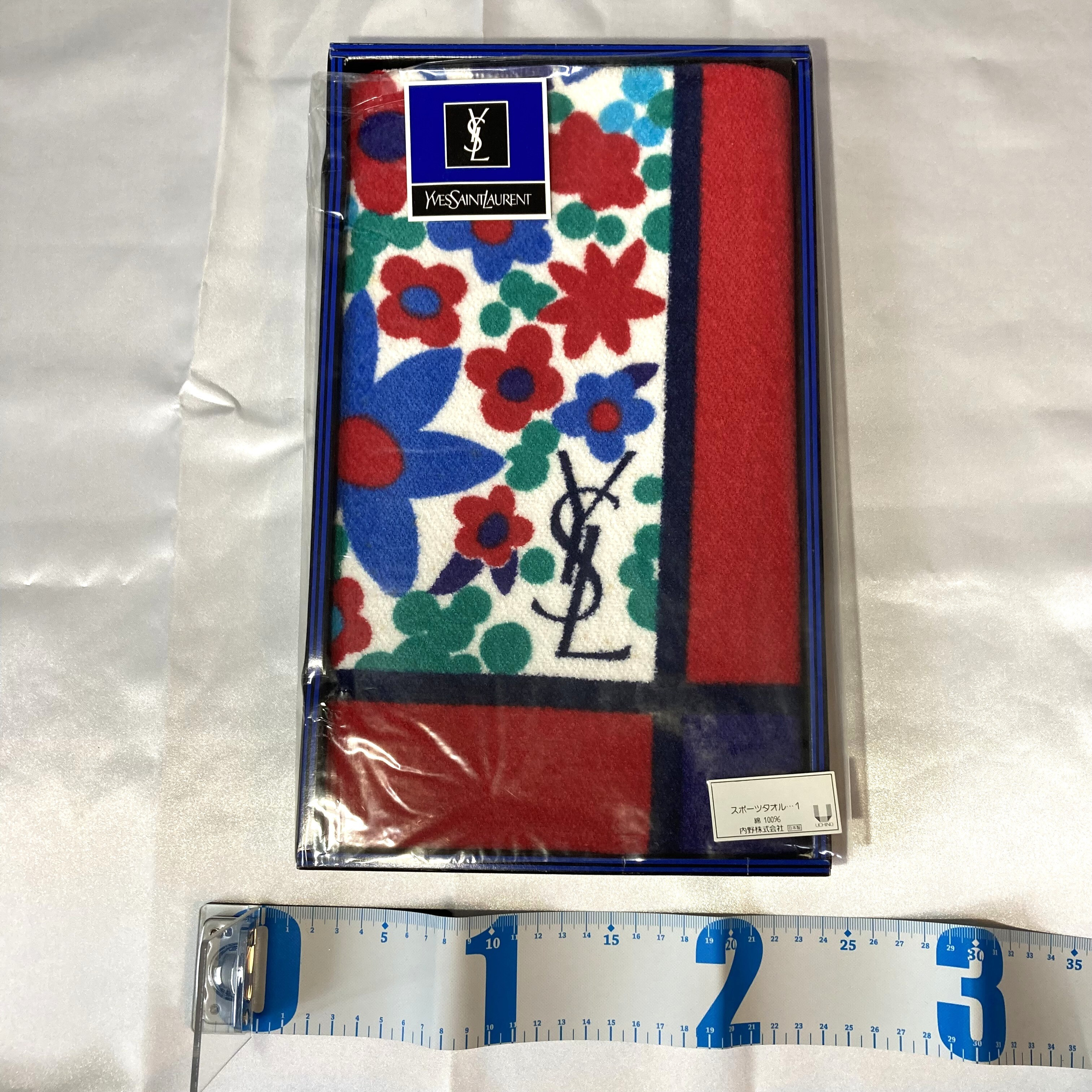 Vintage Yves Saint Laurent Floral Cotton Sports Towel with Box