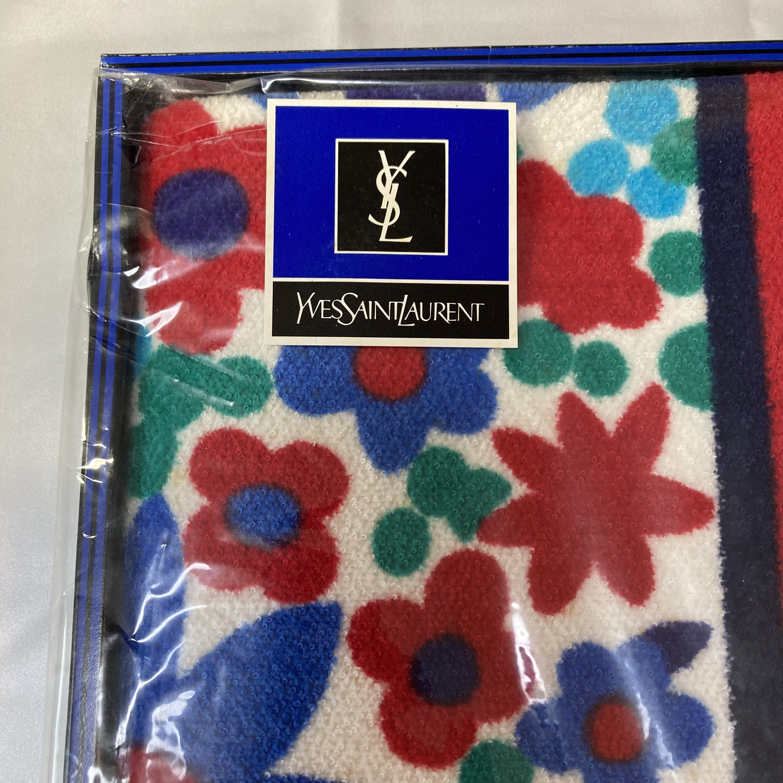 Vintage Yves Saint Laurent Floral Cotton Sports Towel with Box