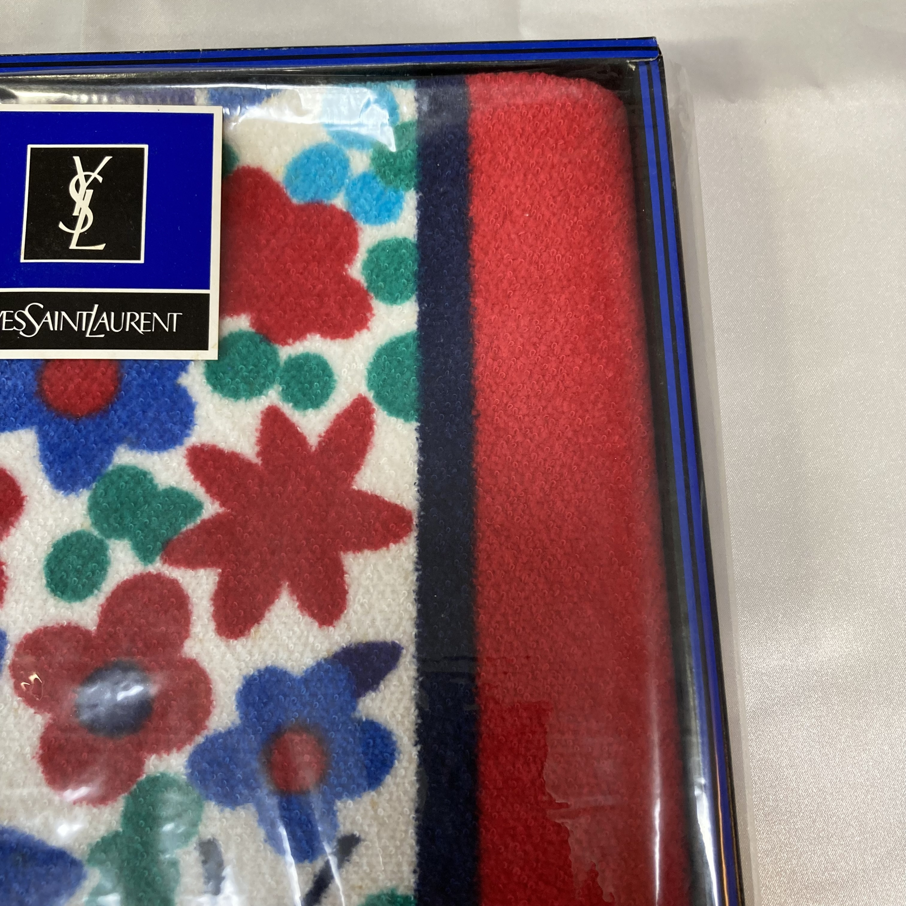 Vintage Yves Saint Laurent Floral Cotton Sports Towel with Box