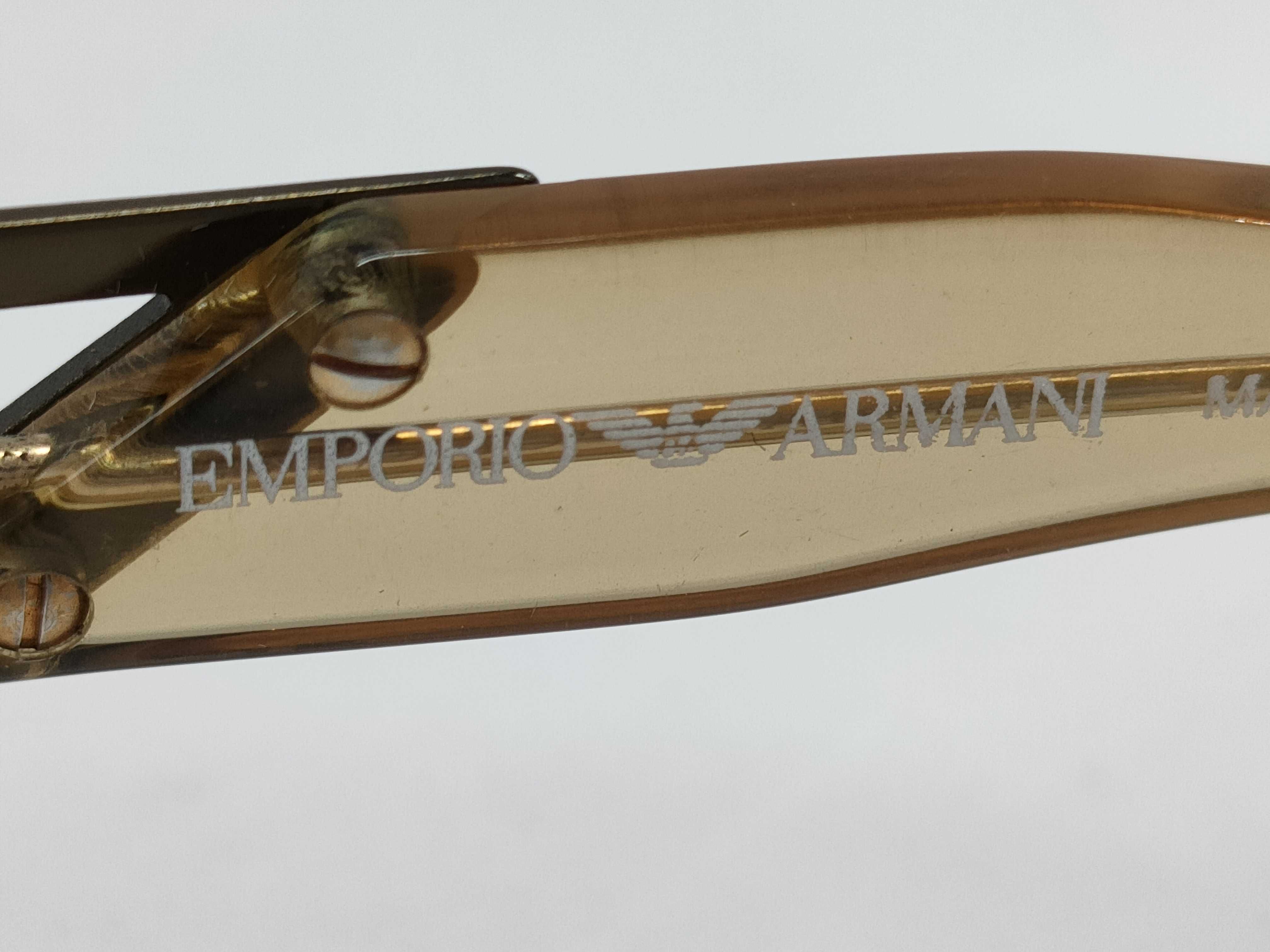 Vintage Emporio Armani 532-S Amber Acetate and Gold Metal Oval Sunglasses