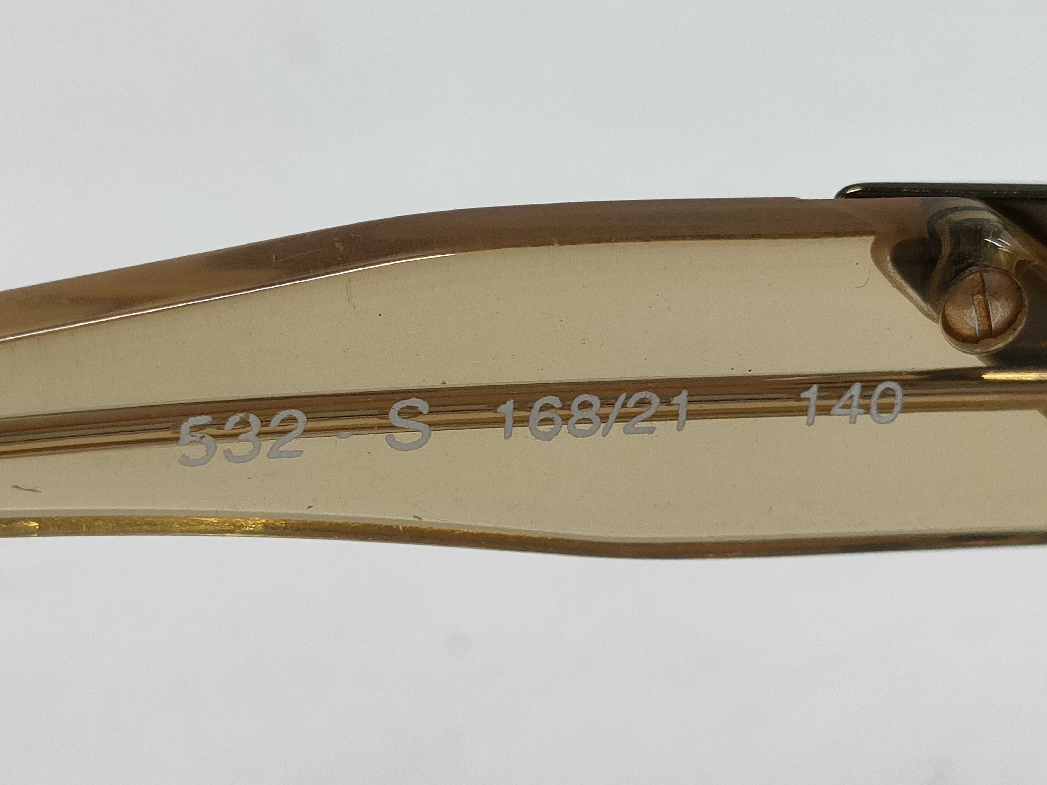 Vintage Emporio Armani 532-S Amber Acetate and Gold Metal Oval Sunglasses