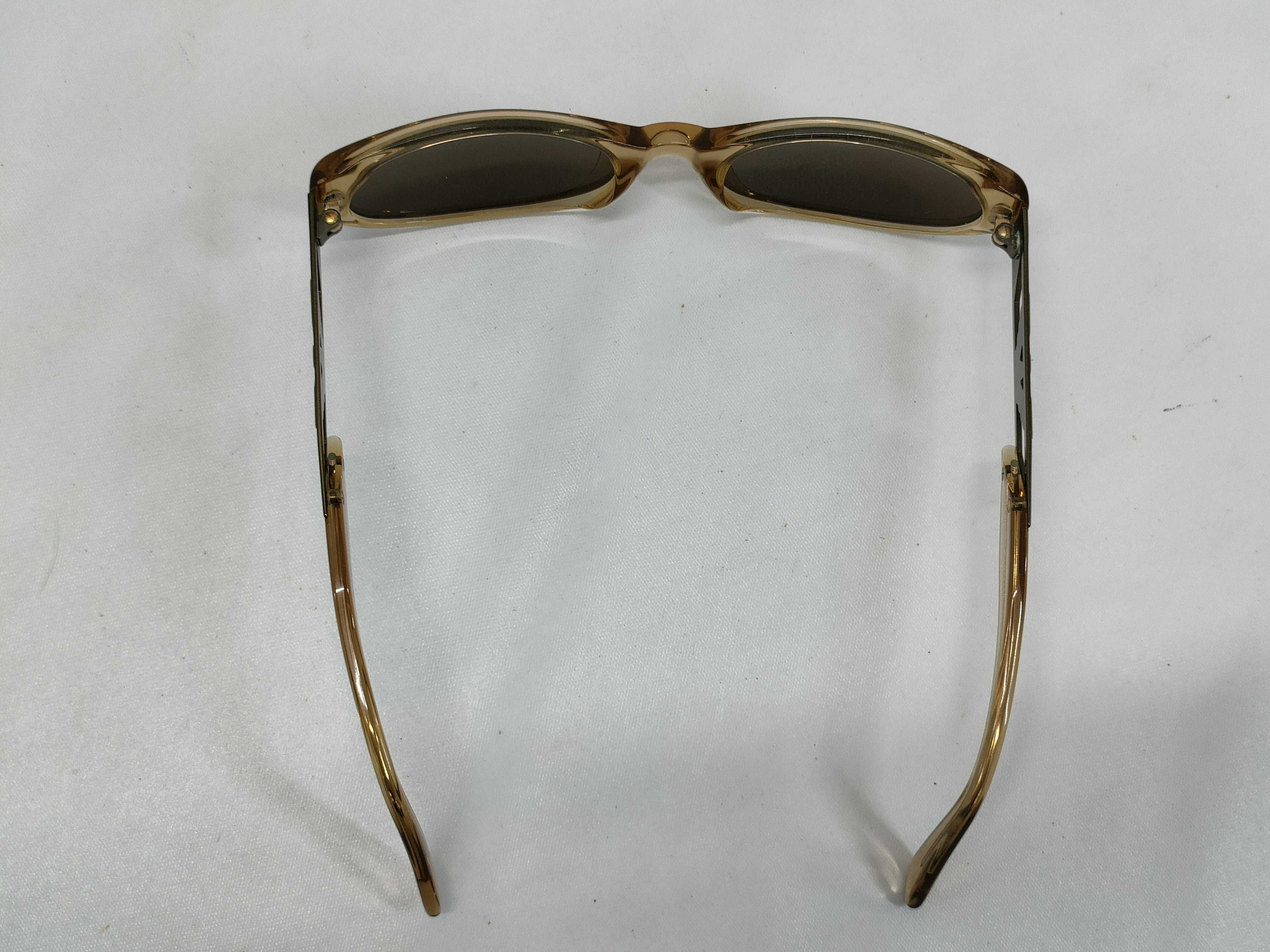 Vintage Emporio Armani 532-S Amber Acetate and Gold Metal Oval Sunglasses