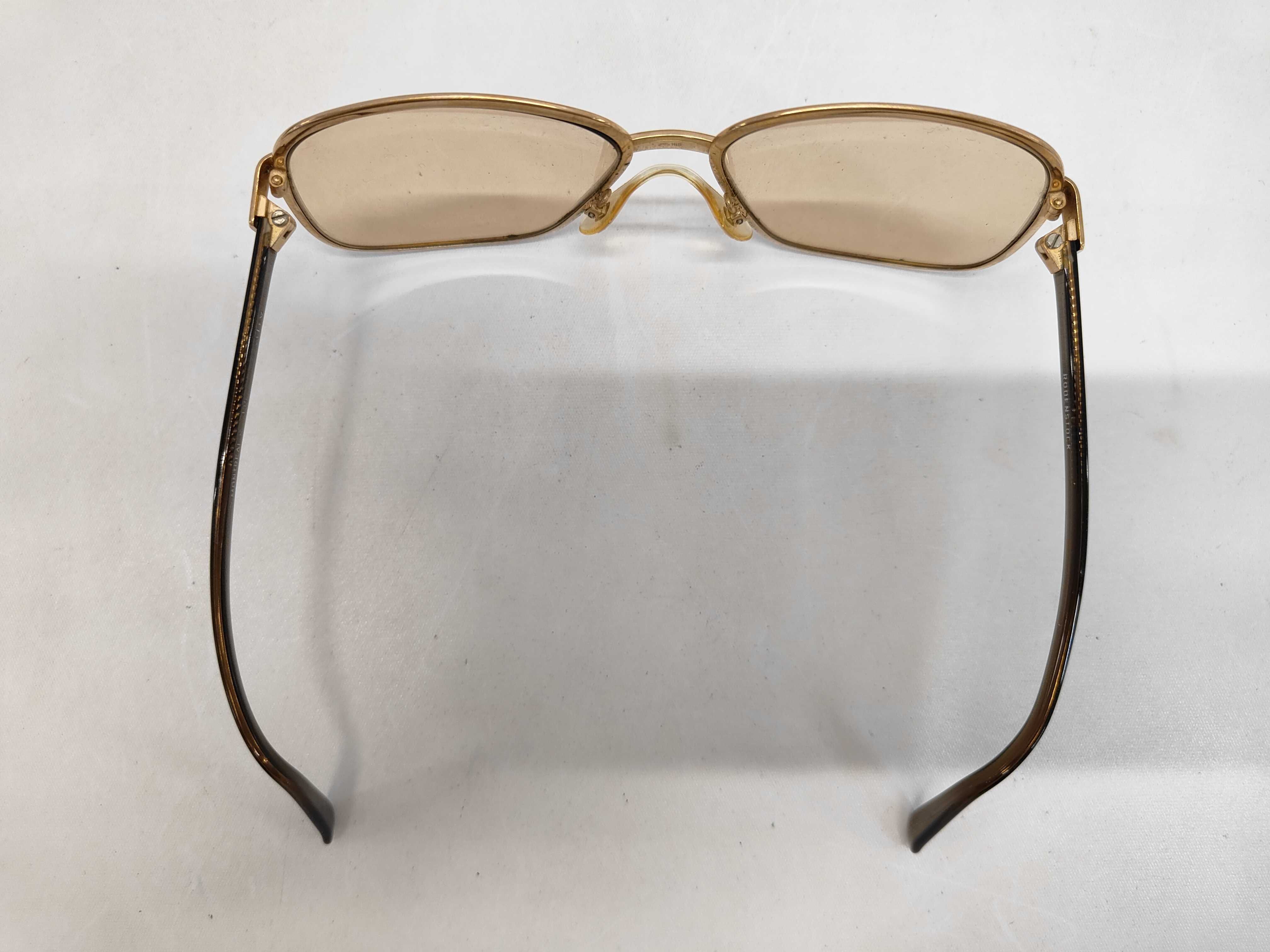 Vintage Rodenstock Montreal Gold Toned Metal Sunglasses with Pouch