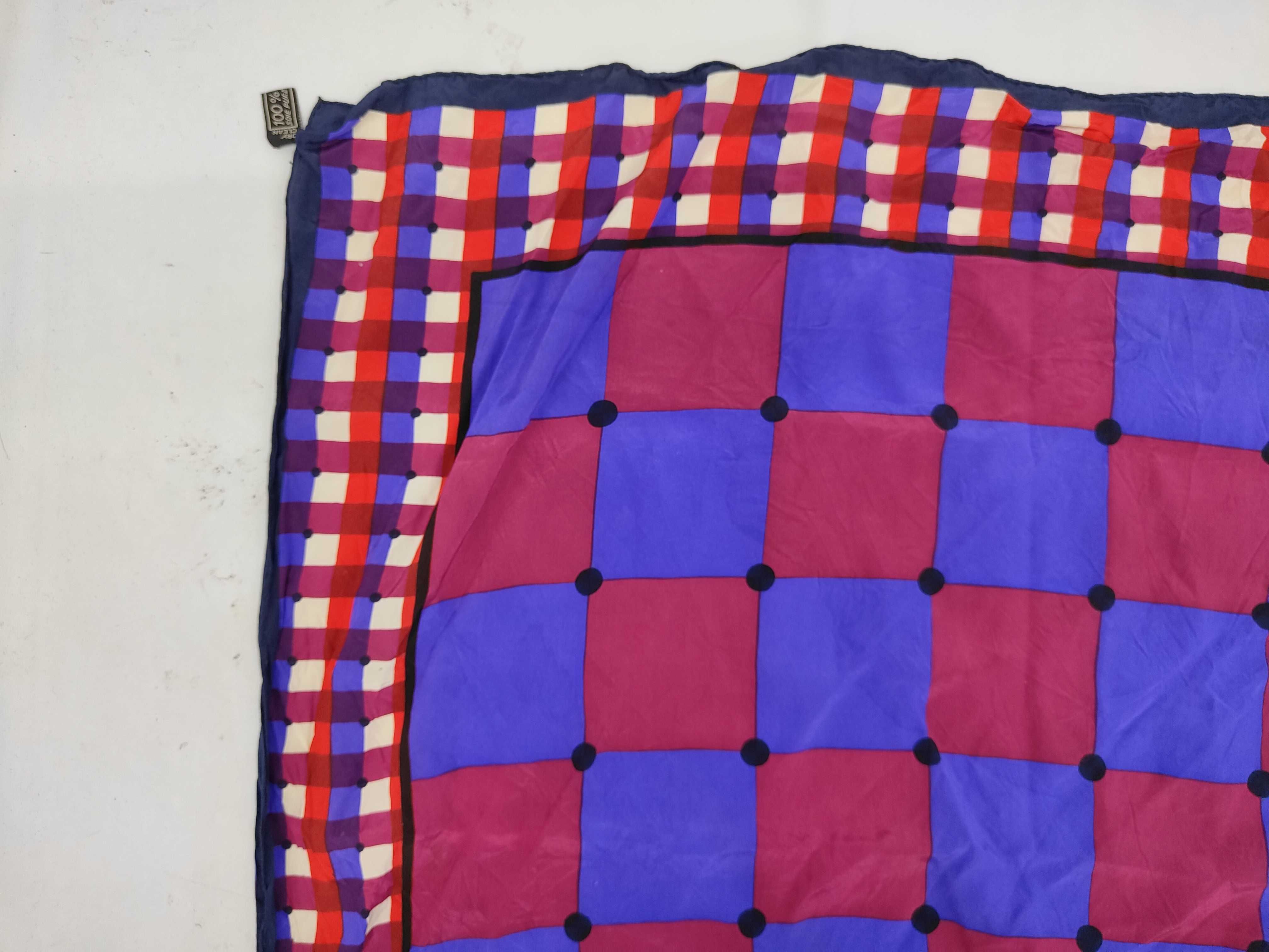 Vintage Givenchy Geometric Checkerboard Silk Carre 90