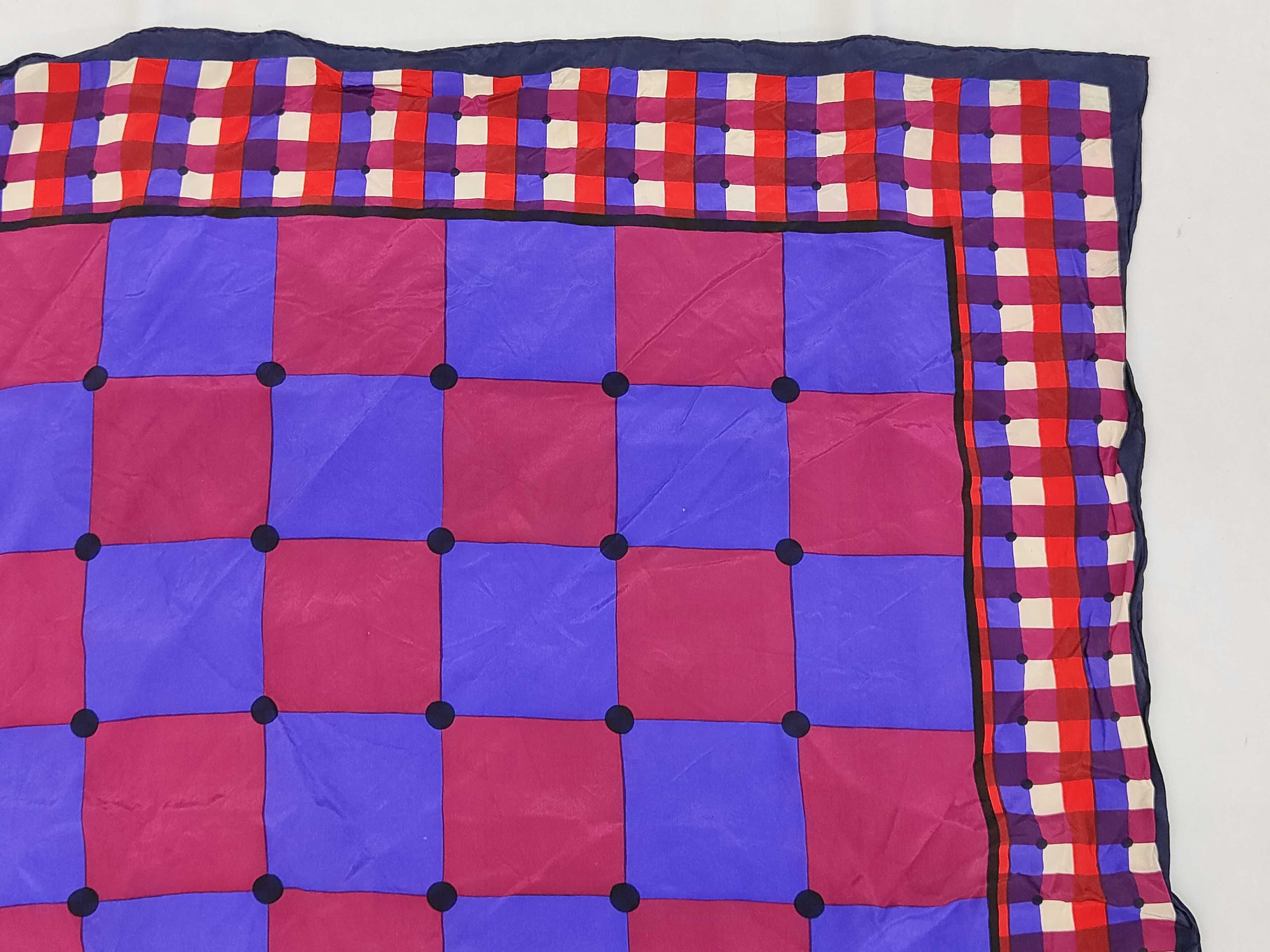 Vintage Givenchy Geometric Checkerboard Silk Carre 90