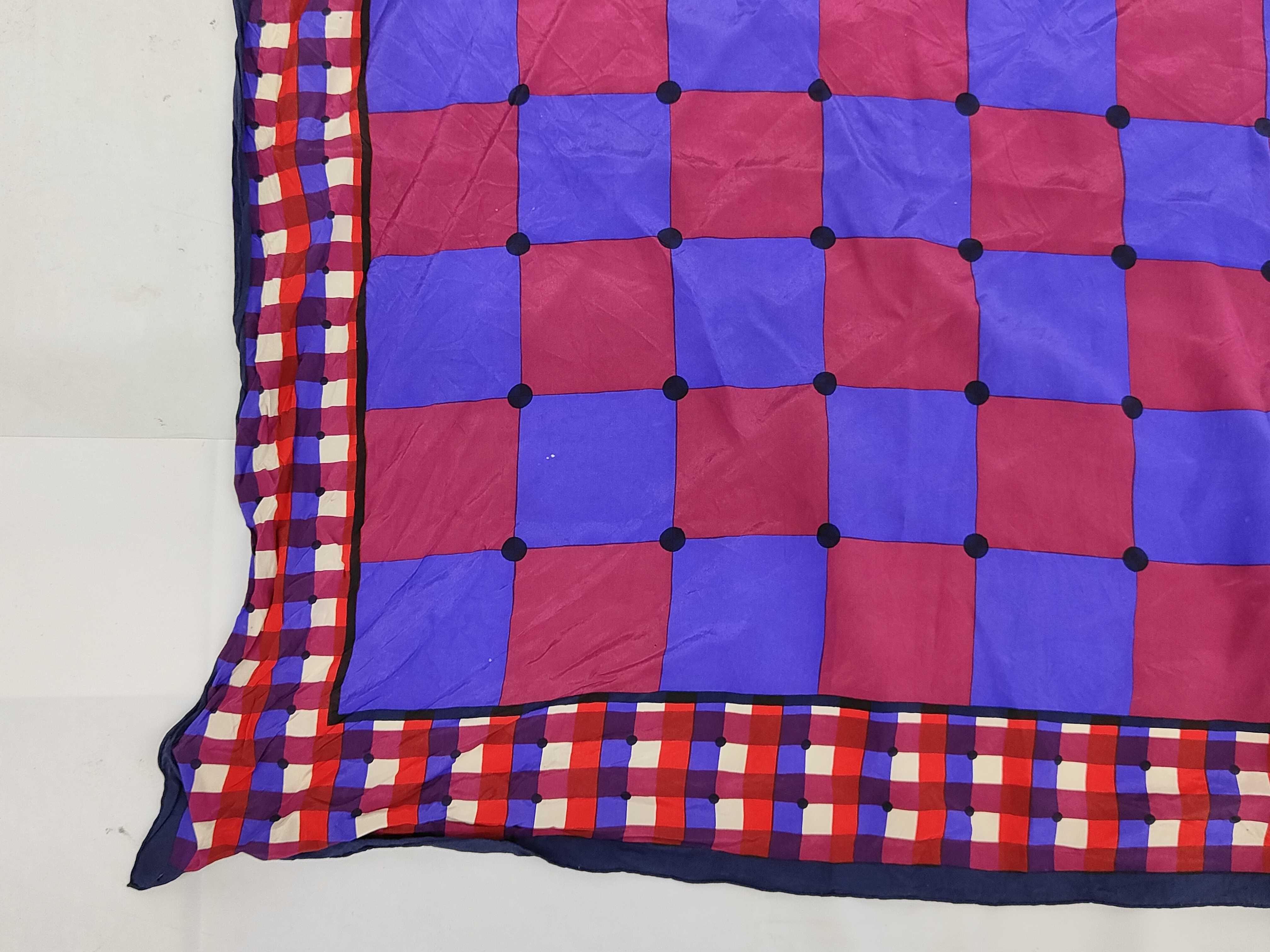Vintage Givenchy Geometric Checkerboard Silk Carre 90