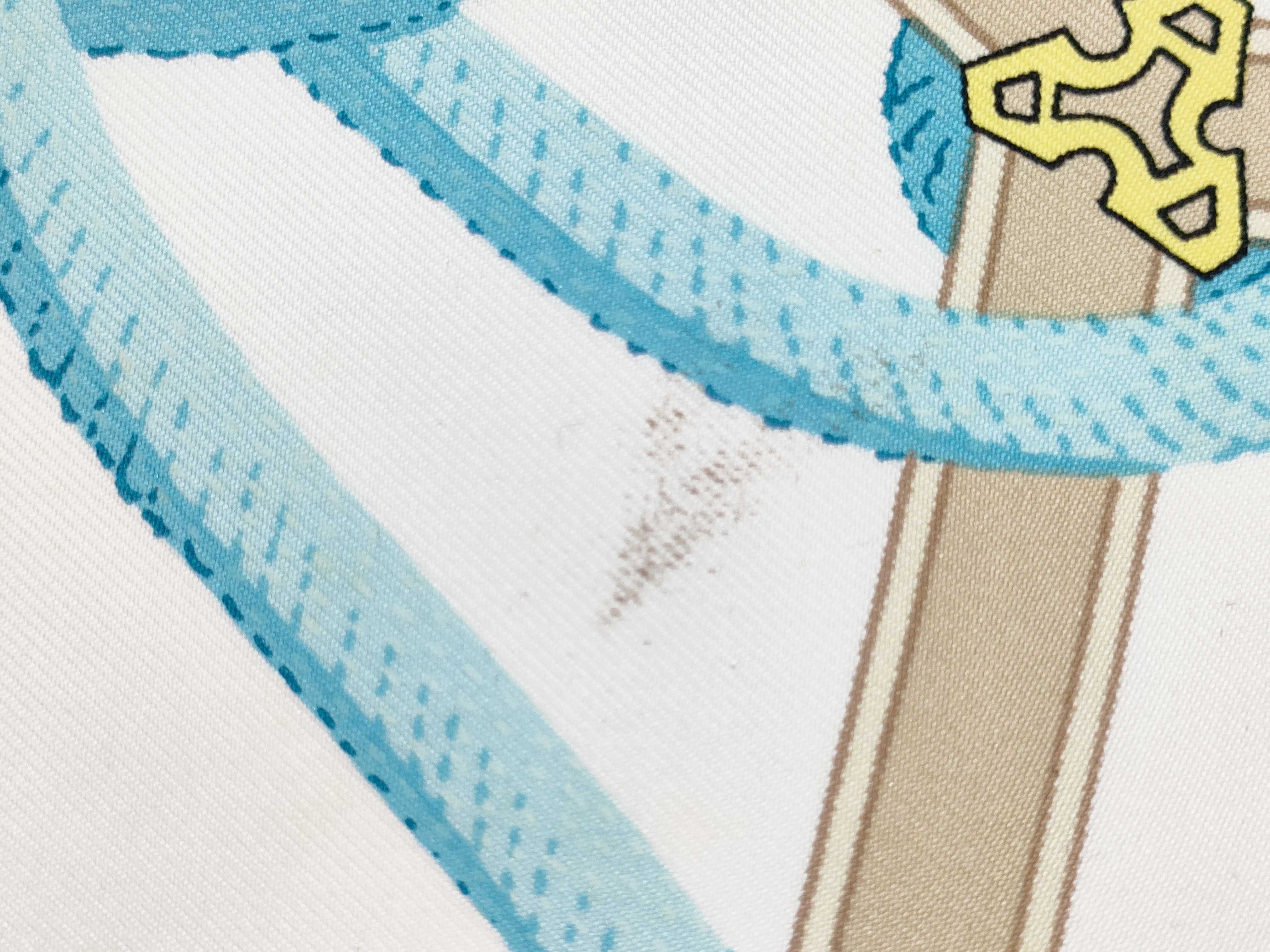 Vintage Hermes Les Museirolles Teal Blue Silk Carre 90