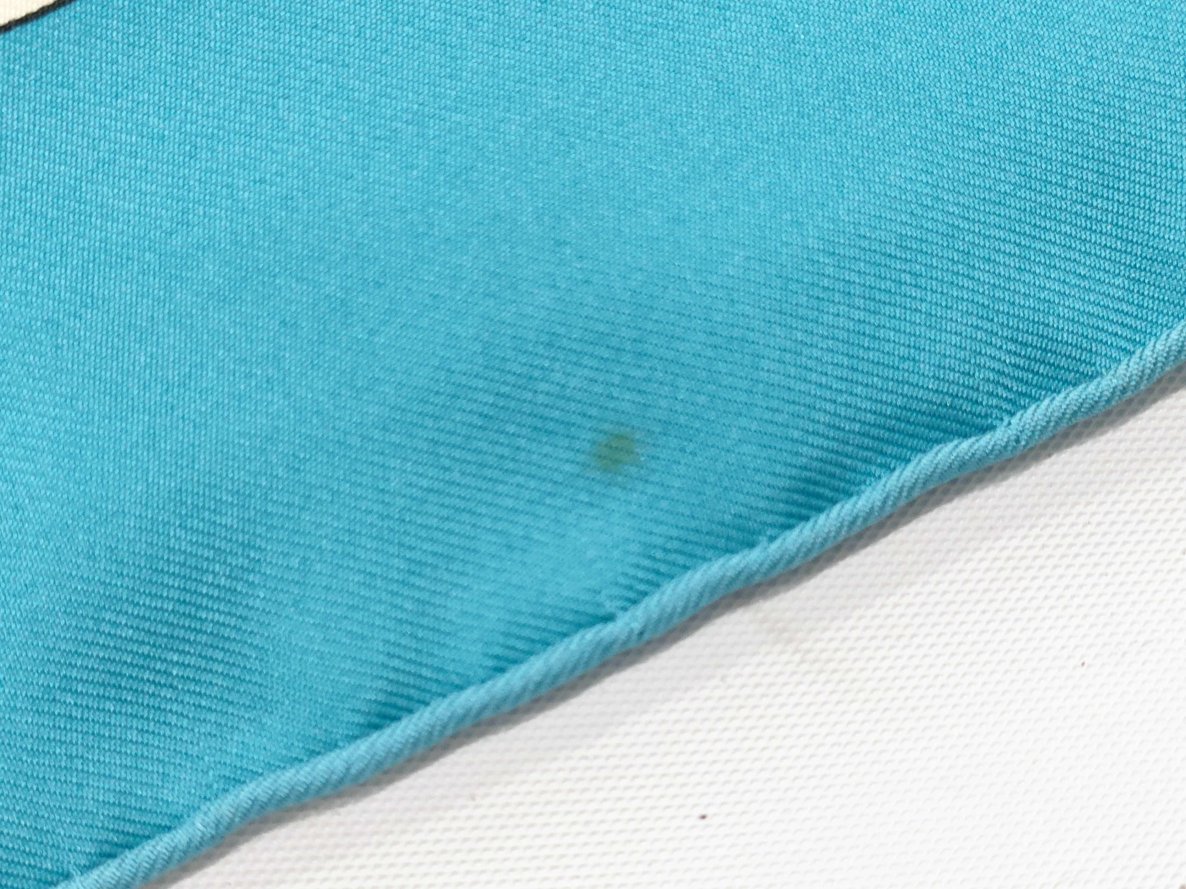Vintage Hermes Les Museirolles Teal Blue Silk Carre 90